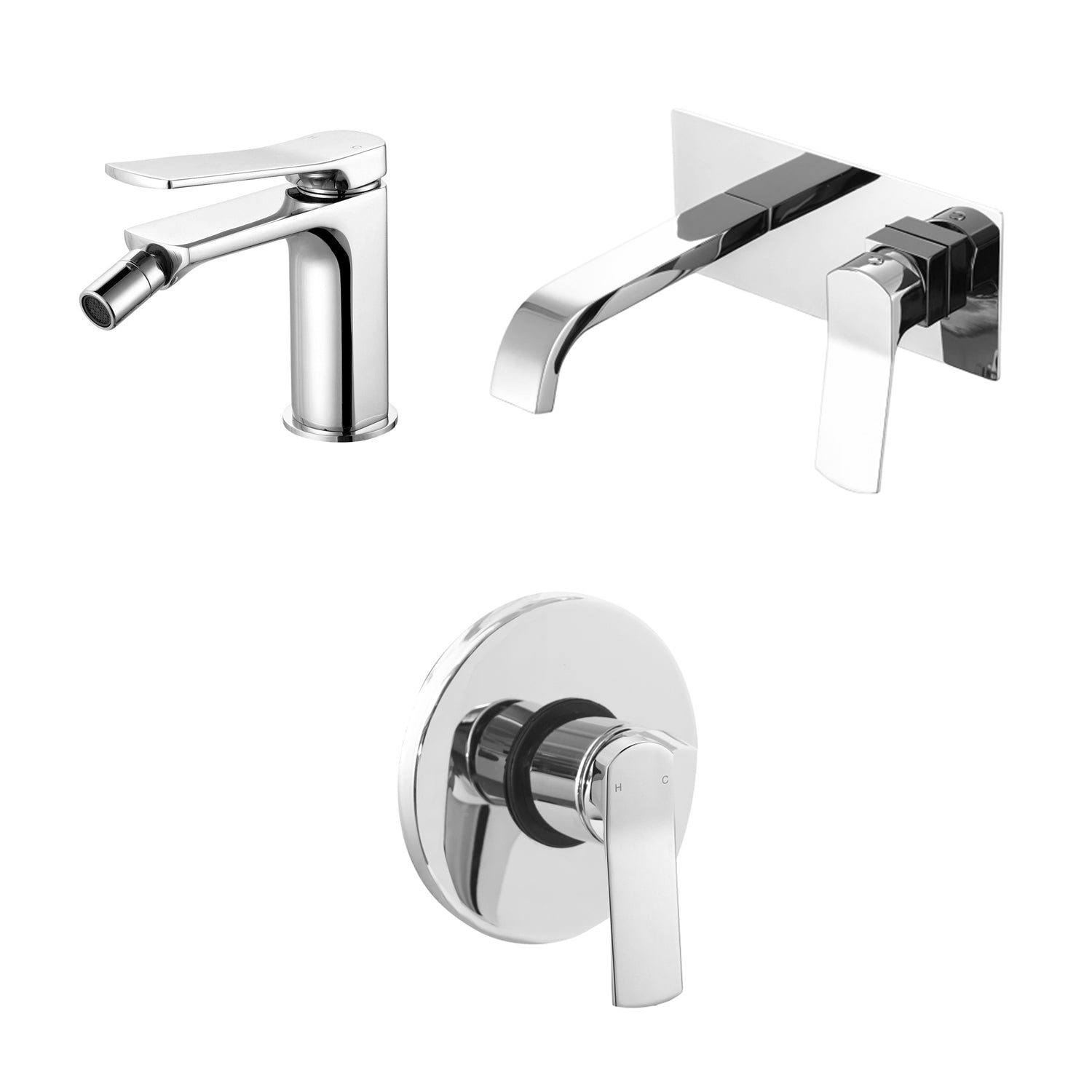 Composizione di miscelatori per lavabo incasso easy box squadrato