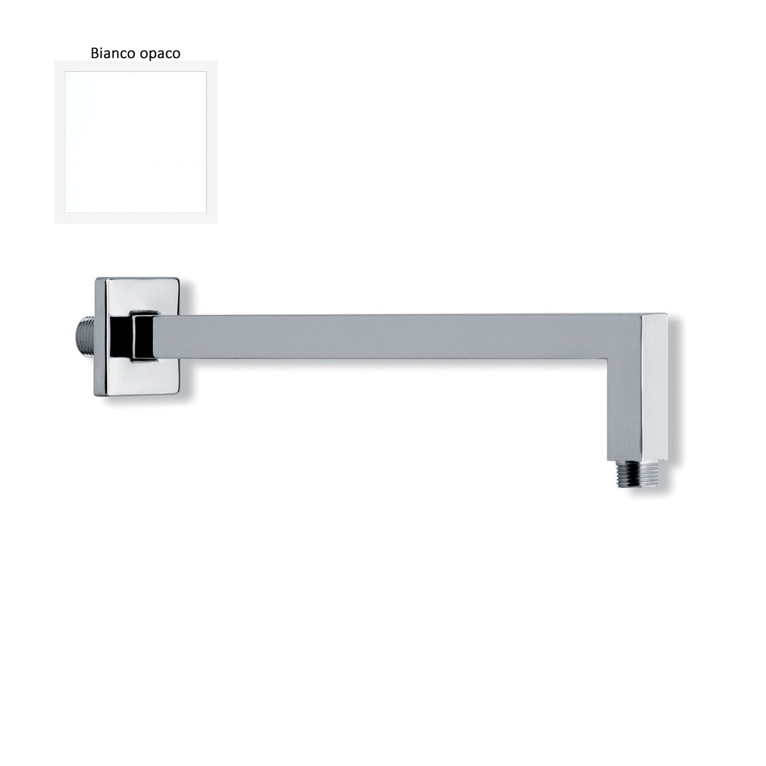 Braccio doccia squadrato in ottone 22x22mm bianco opaco