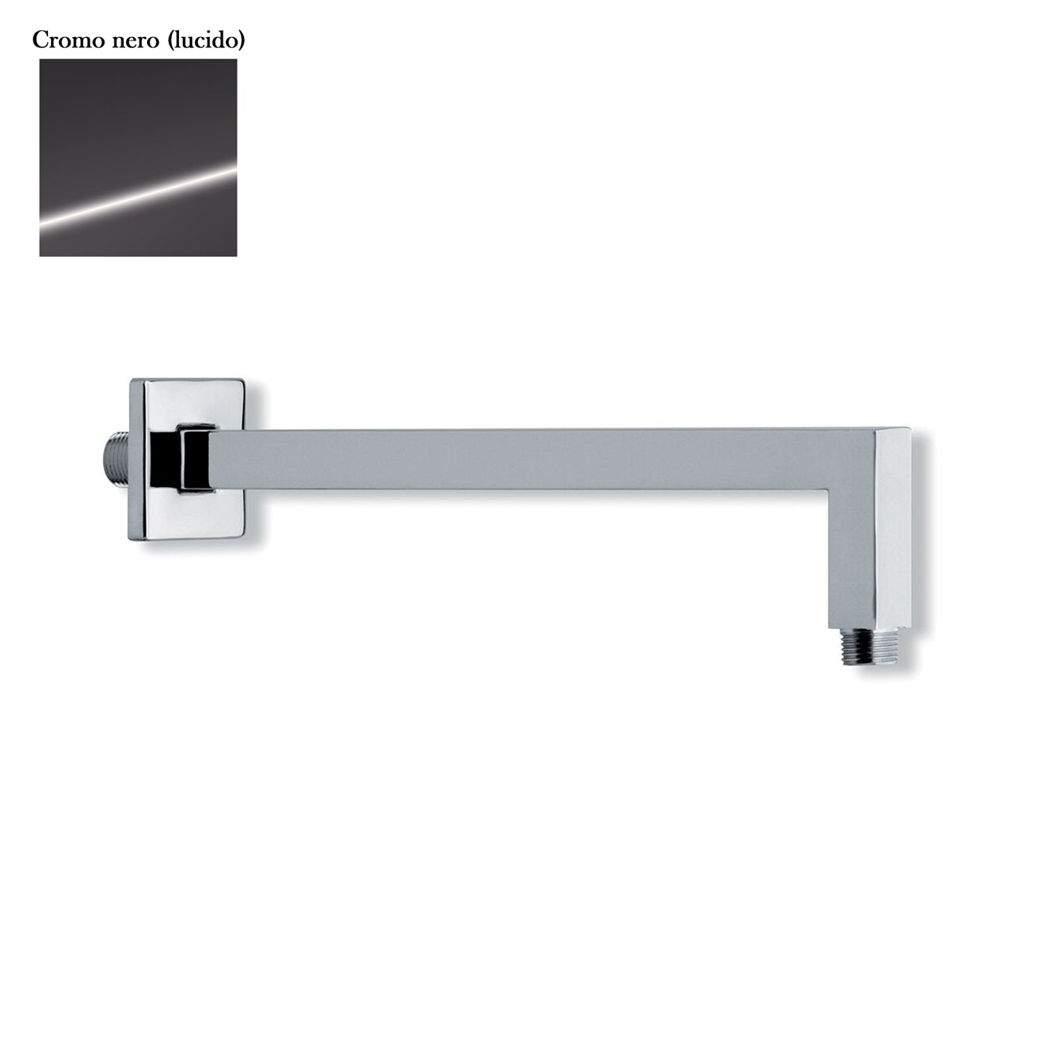 Braccio doccia squadrato in ottone 22x22mm cromo nero