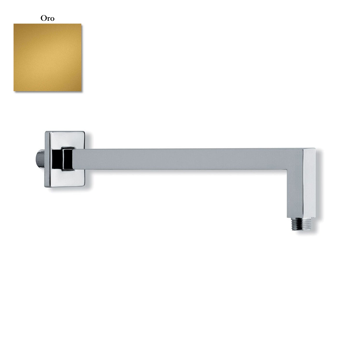 Braccio doccia squadrato in ottone 22x22x400mm oro