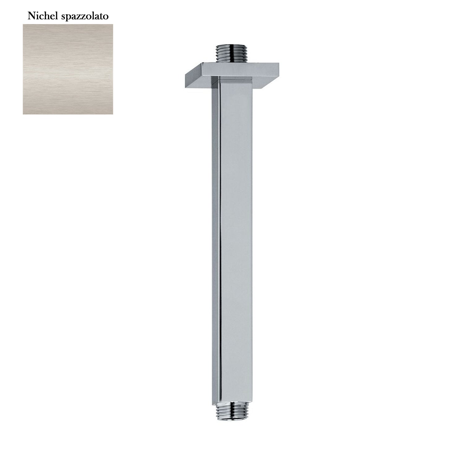 Braccio doccia a soffitto 22x22mm lunghezza 100mm nichel