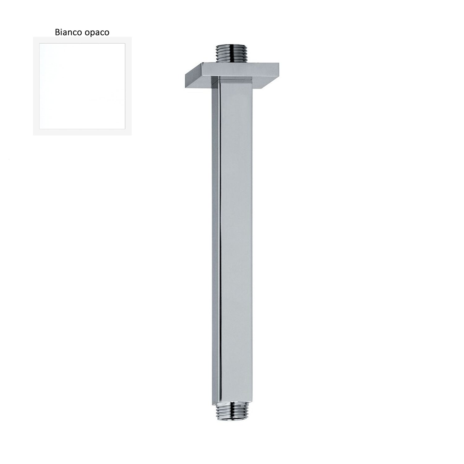 Braccio doccia a soffitto 22x22mm lunghezza 200mm bianco opaco