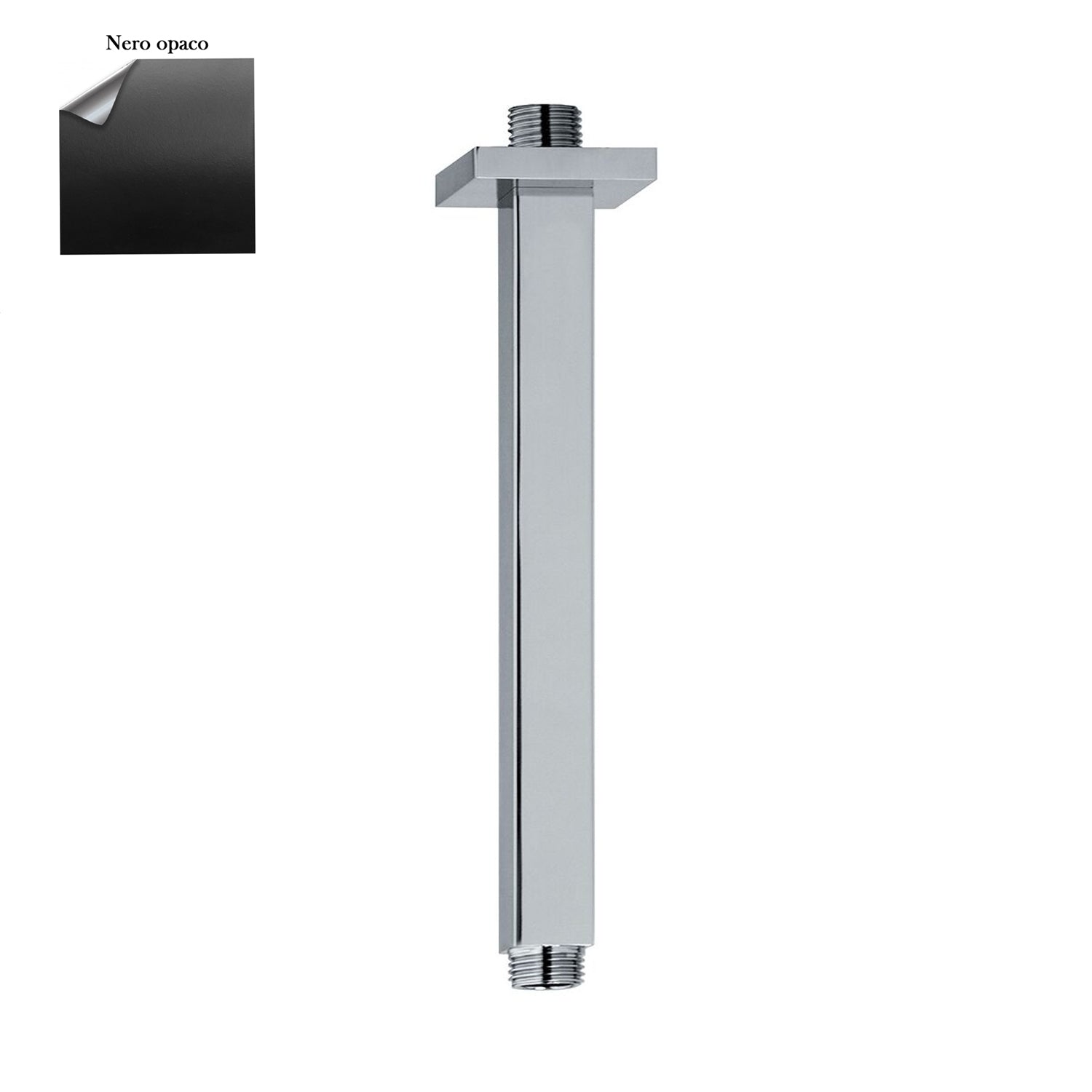 Braccio doccia a soffitto 22x22mm lunghezza 300mm nero