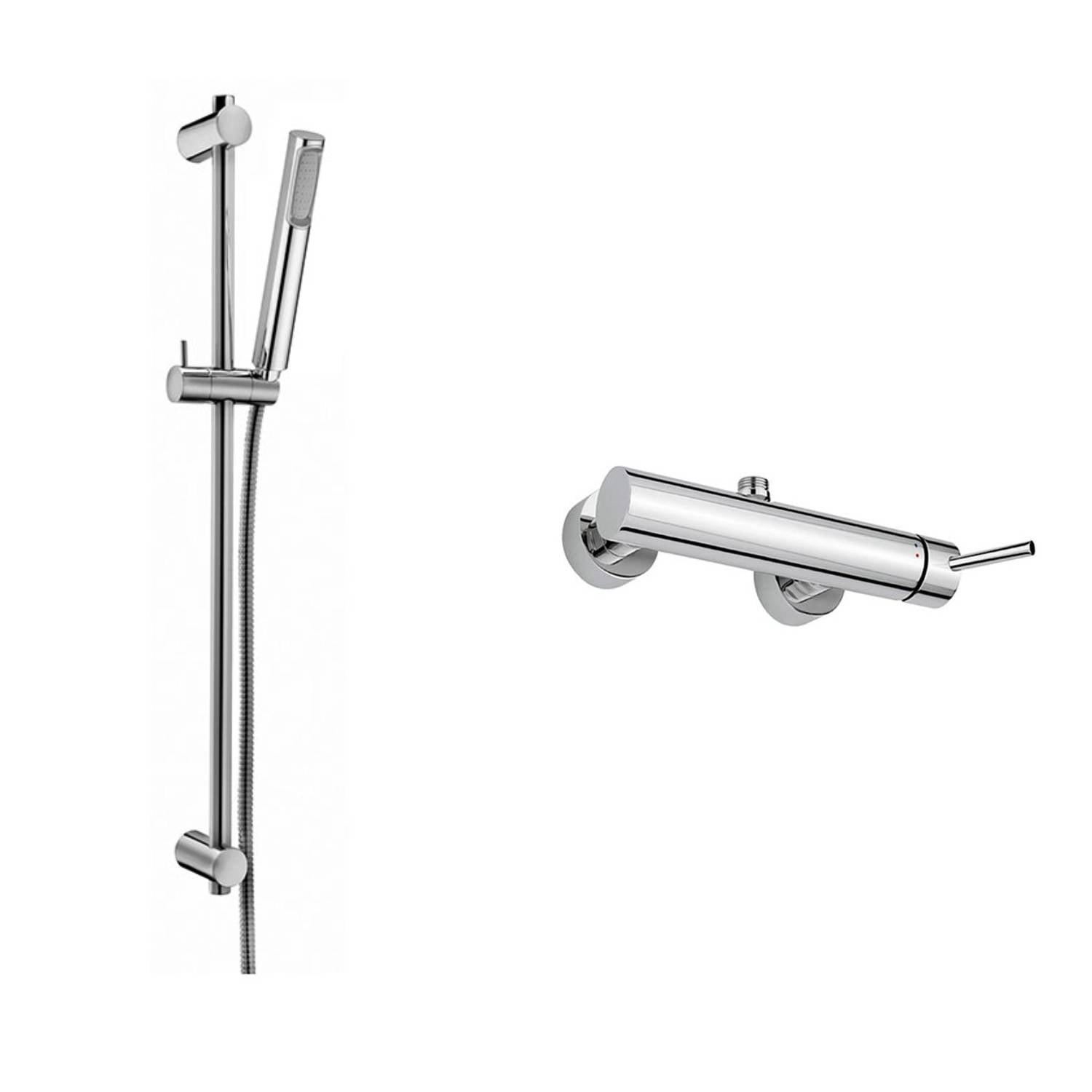 Set saliscendi con doccia tonda minimale e miscelatore doccia esterno Birillo senza doccetta Paffoni