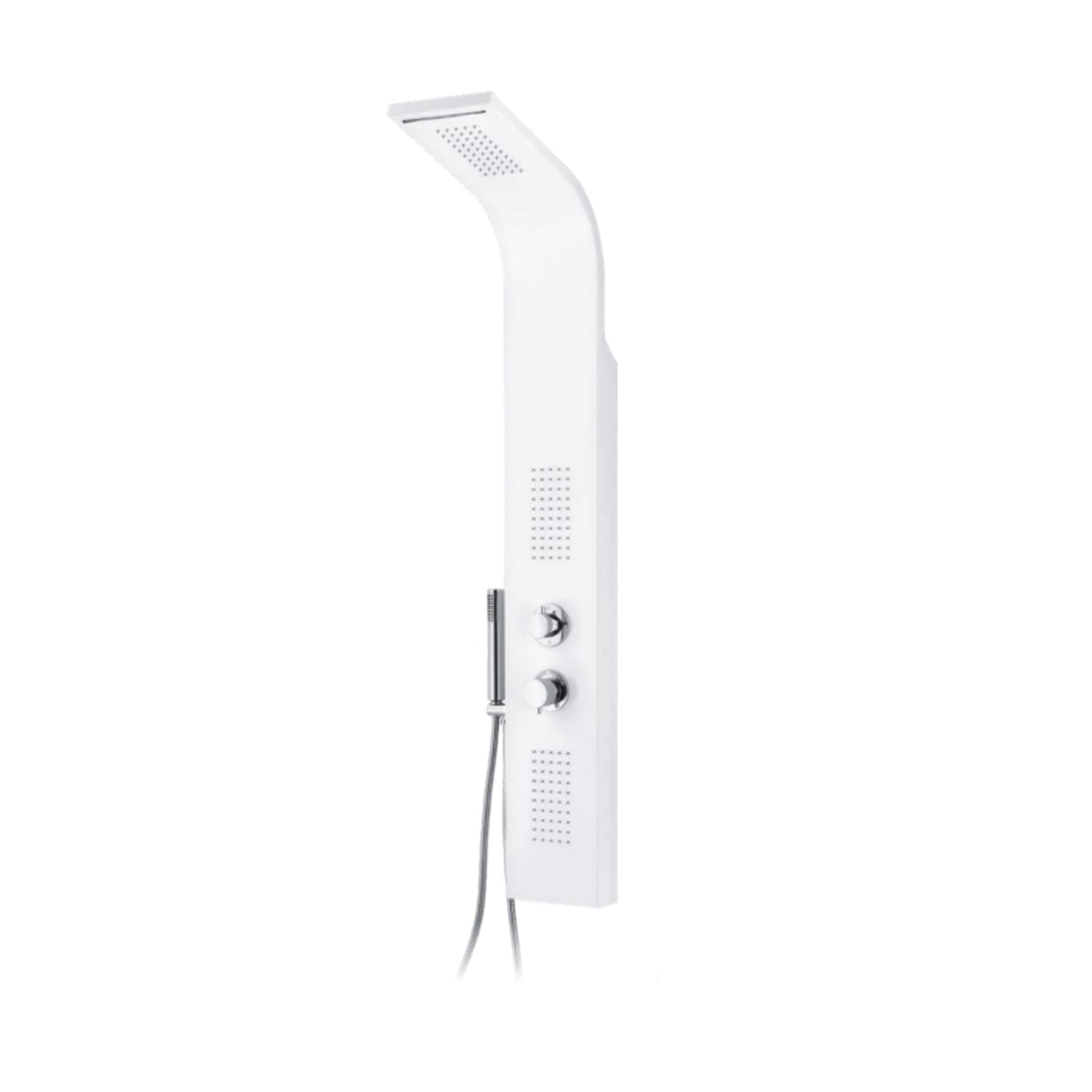 Colonna doccia in alluminio bianco con soffioni e getto a cascata Keller Taps