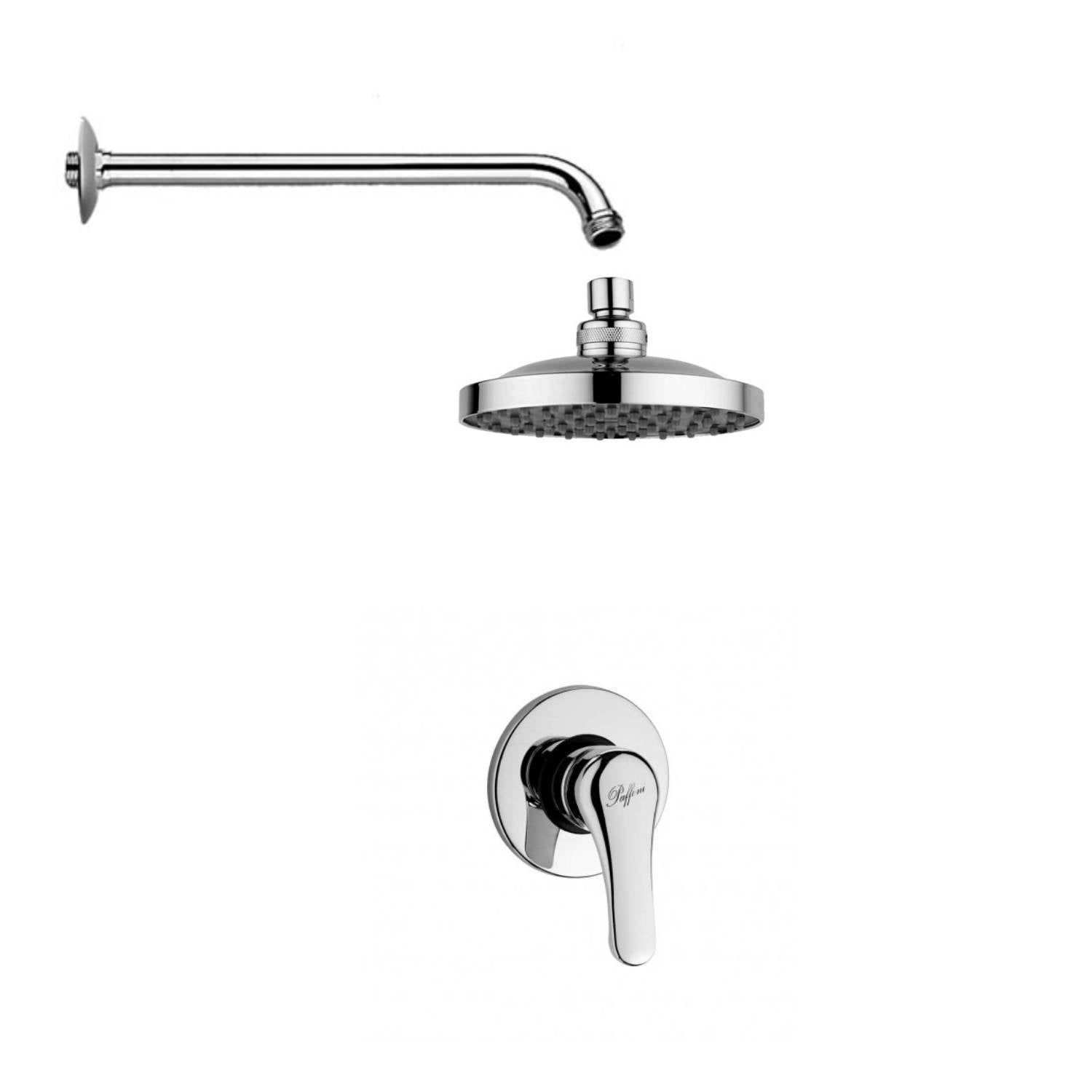 Set Soffione doccia con braccio doccia tubo e miscelatore incasso Cromo Paffoni