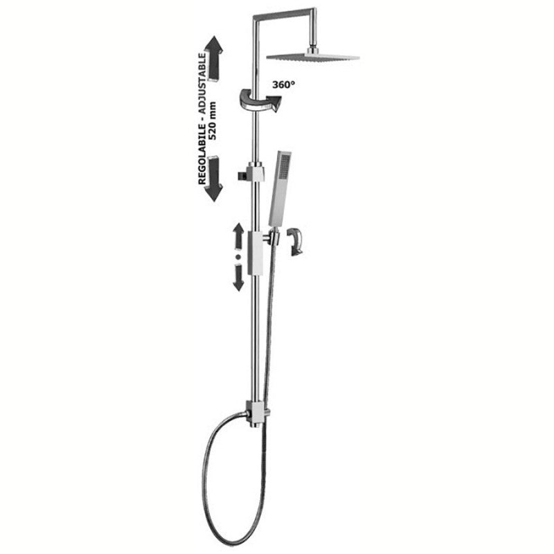 Colonna doccia Paffoni Syncro Plus supporto scorrevole quadrato