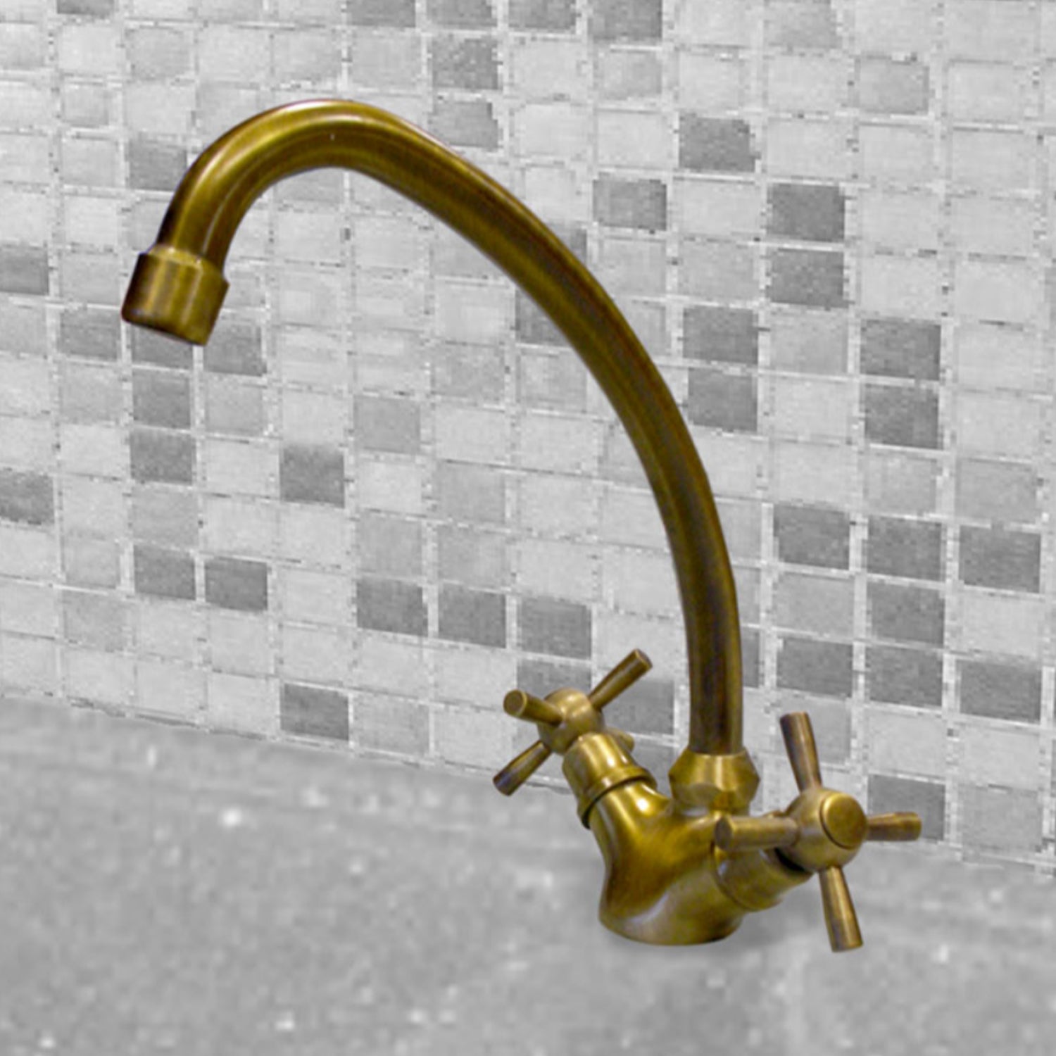 Miscelatore lavello da giardino in ottone brunito con attacco 1/2" per acqua calda e fredda