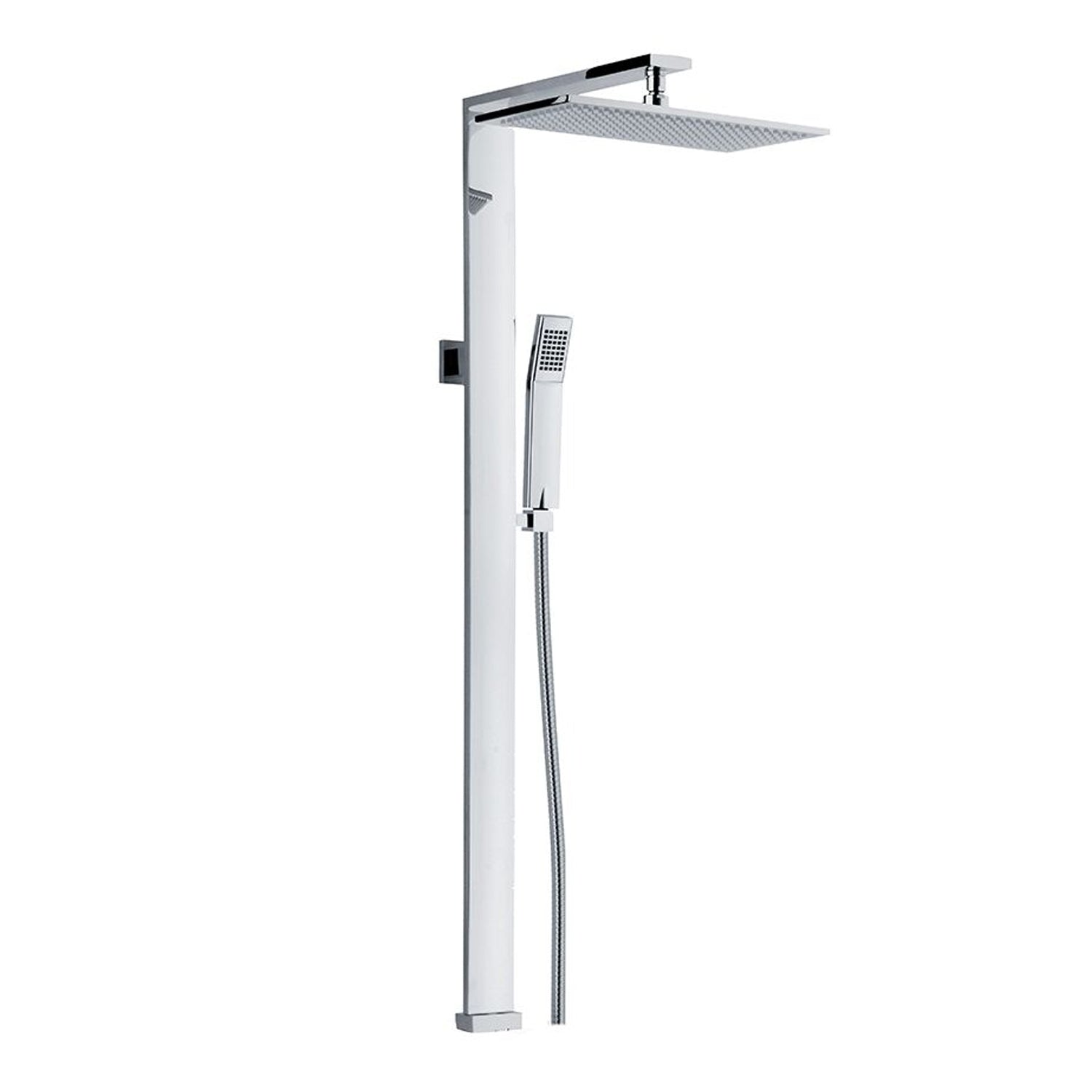 Colonna doccia rettangolare in ottone con soffione 37x18cm e doccino