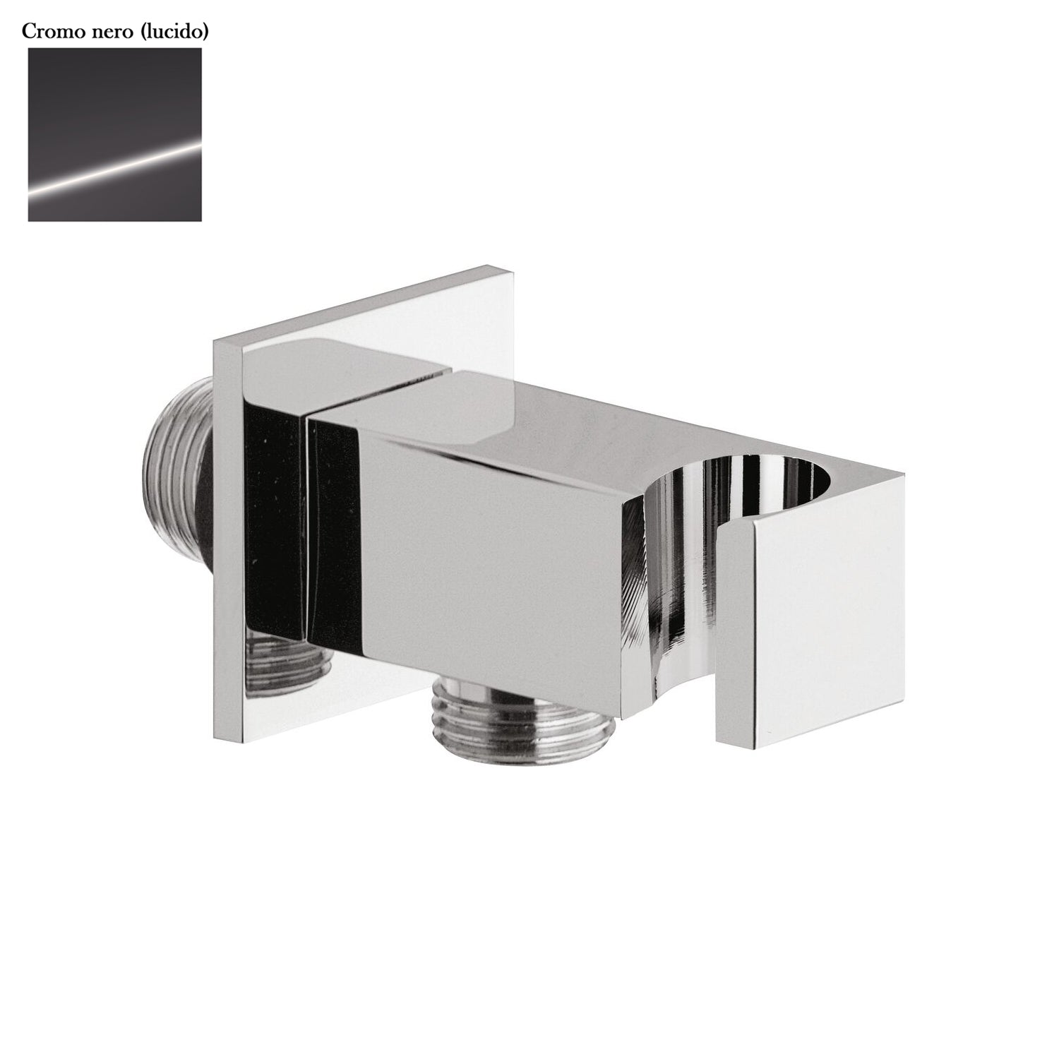 Supporto doccia fisso in ottone serie Glamour con innesto conico cromo nero