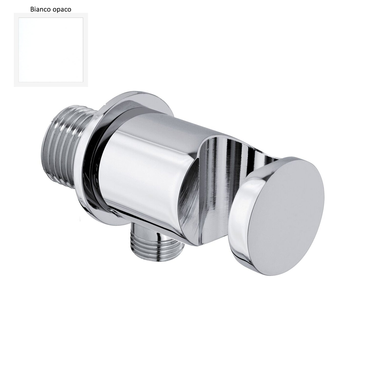 Supporto doccia fisso in ottone serie Arte con innesto conico bianco