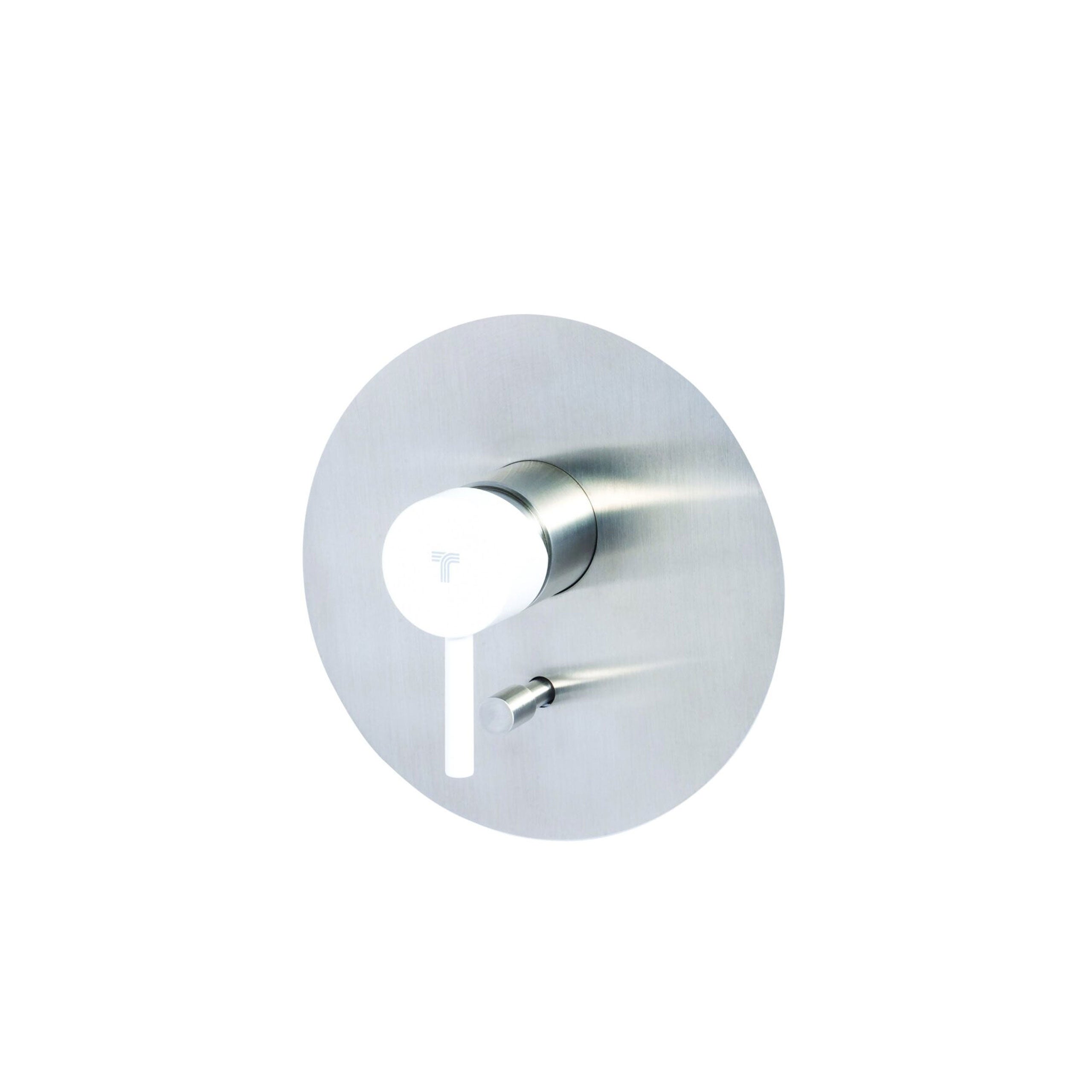 Rubinetto miscelatore Doccia incasso con deviatore a due vie in acciaio inox Finitura Spazzolata con Maniglia colore Neve Tubico Colorado