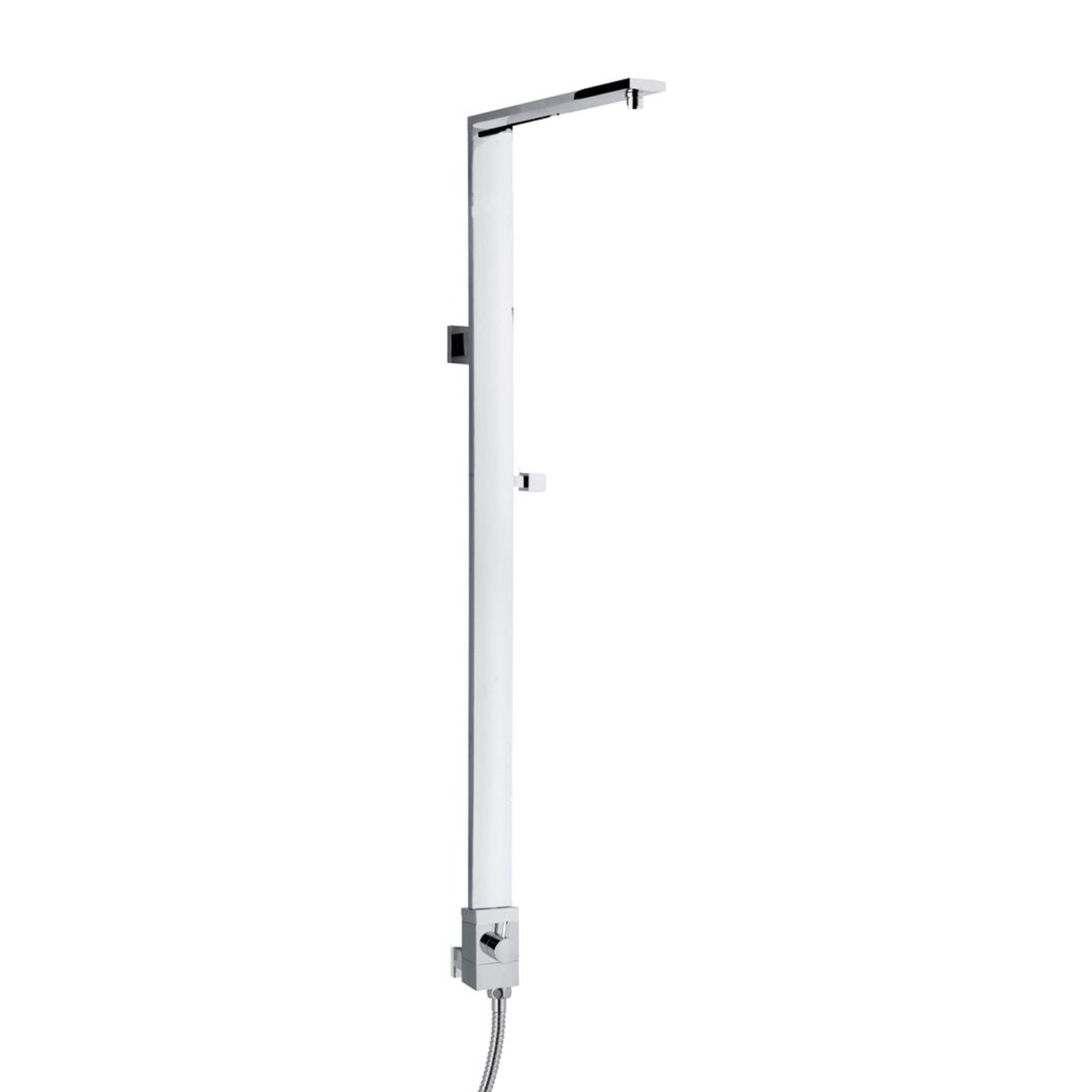 Colonna doccia rettangolare in ottone con deviatore e flessibile 60cm