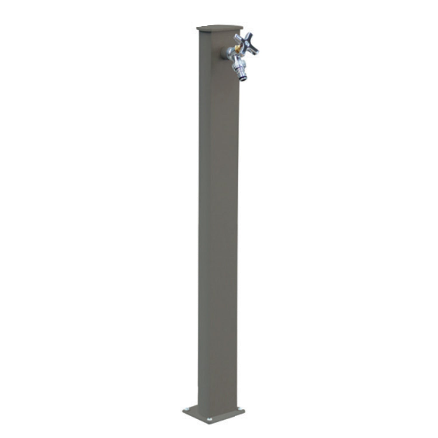 Punto acqua a terra in alluminio verniciato Tortora con rubinetto in ottone modello Frog