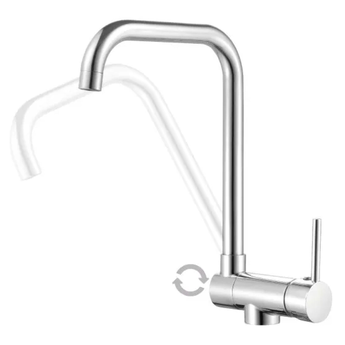 Miscelatore monocomando per lavello a canna reclinabile Borealis