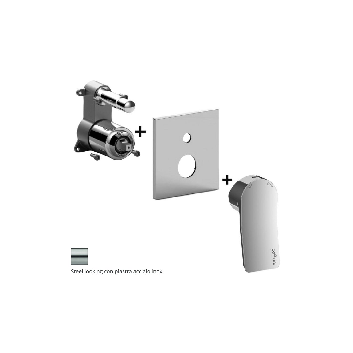 Set esterno miscelatore incasso doccia a 2 uscite Paffoni serie Tilt - Steel