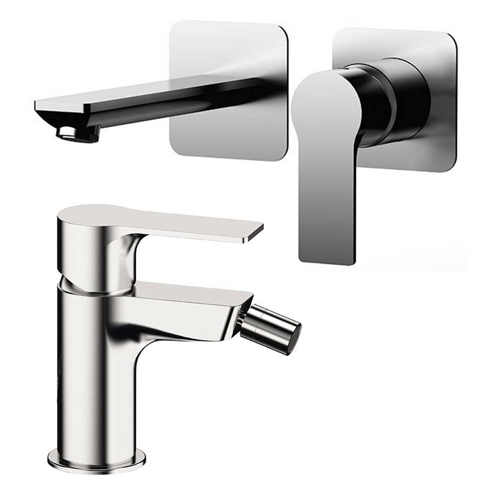 Set di miscelatori Lavabo incasso con bocca da 18 cm e Bidet finitura cromata collezione Energy di Remer Rubinetterie