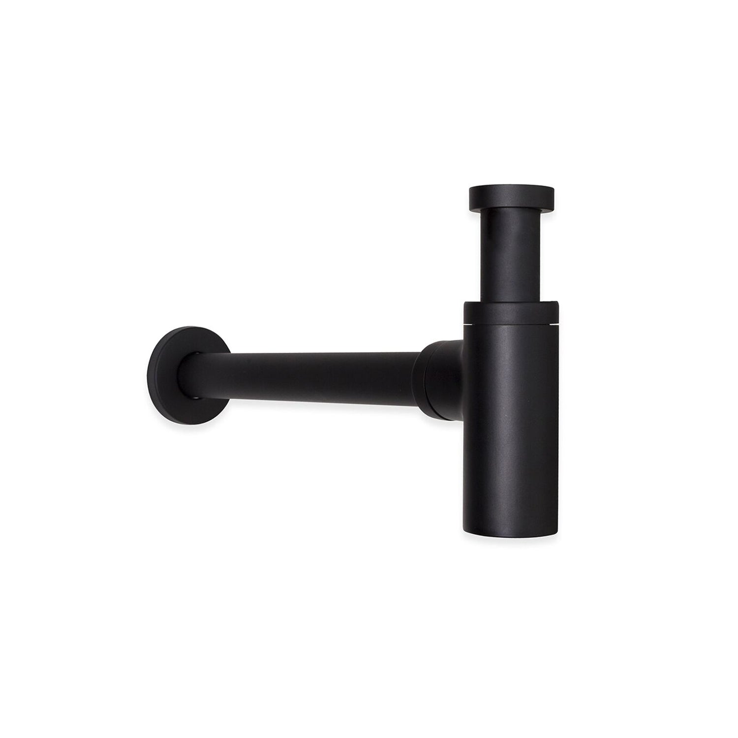 Sifone tondo da arredo in ottone nero opaco