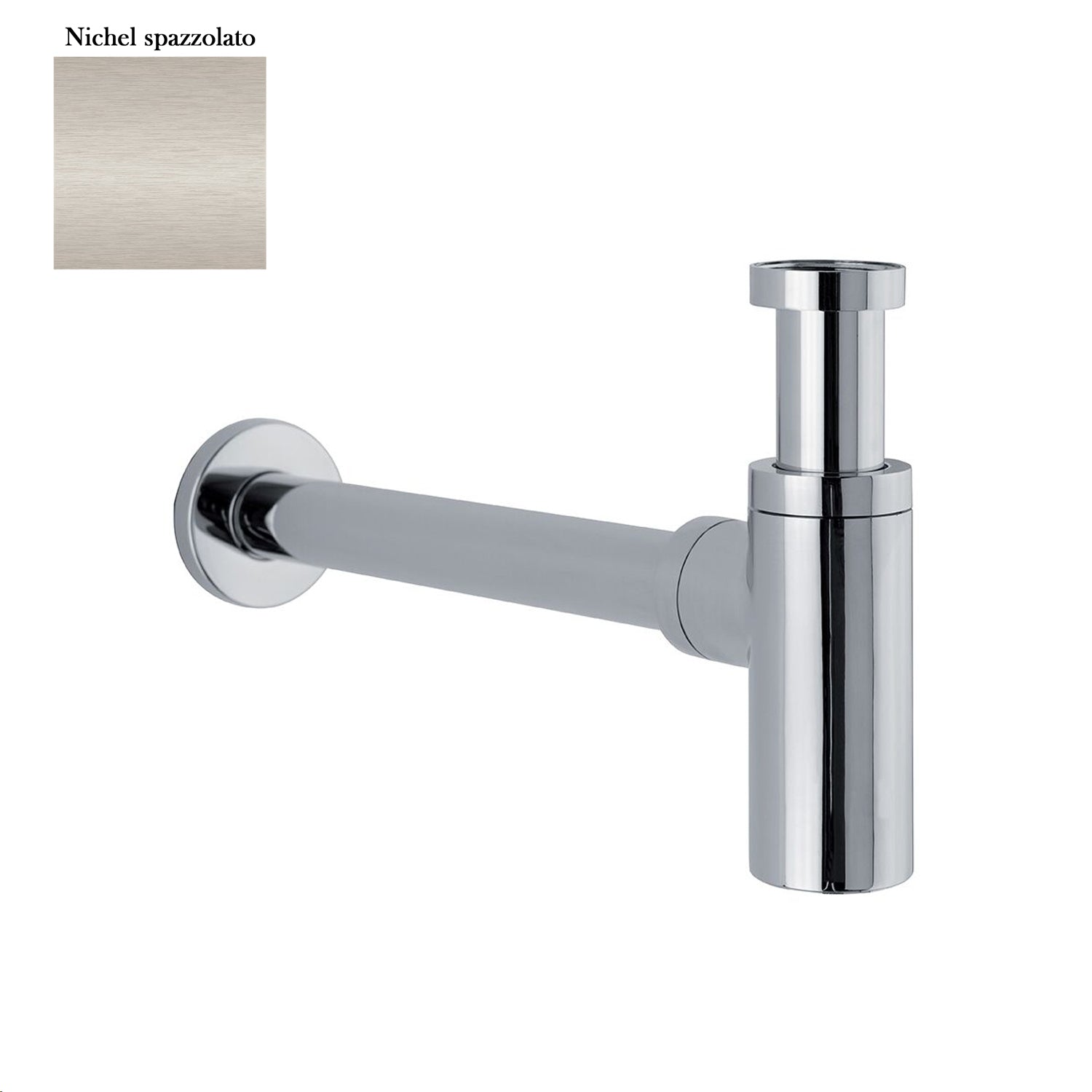 Sifone tondo da arredo in ottone nichel spazzolato