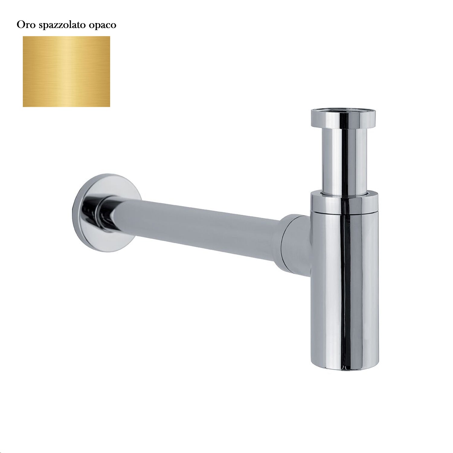 Sifone tondo da arredo in ottone oro spazzolato opaco