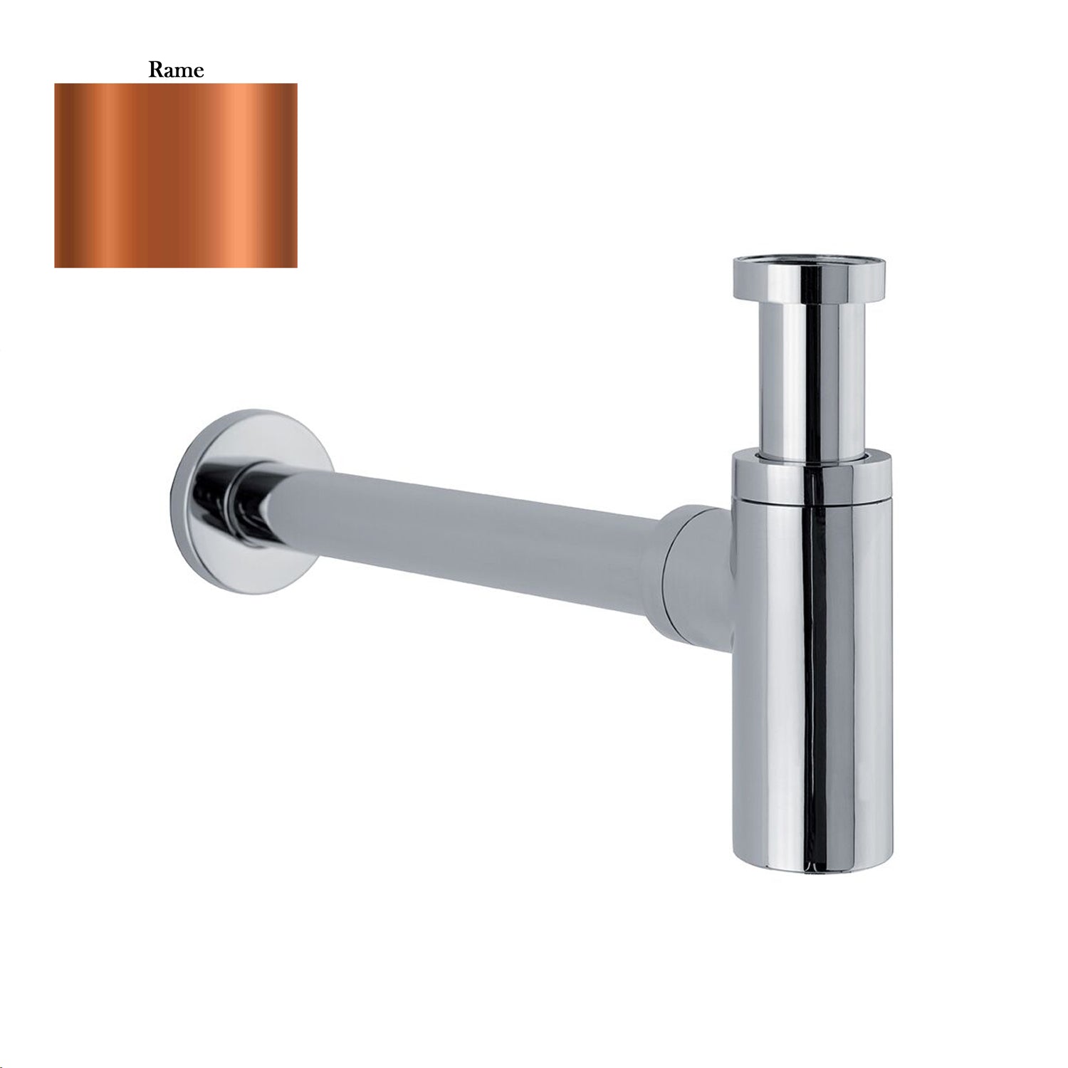 Sifone tondo da arredo in ottone rame