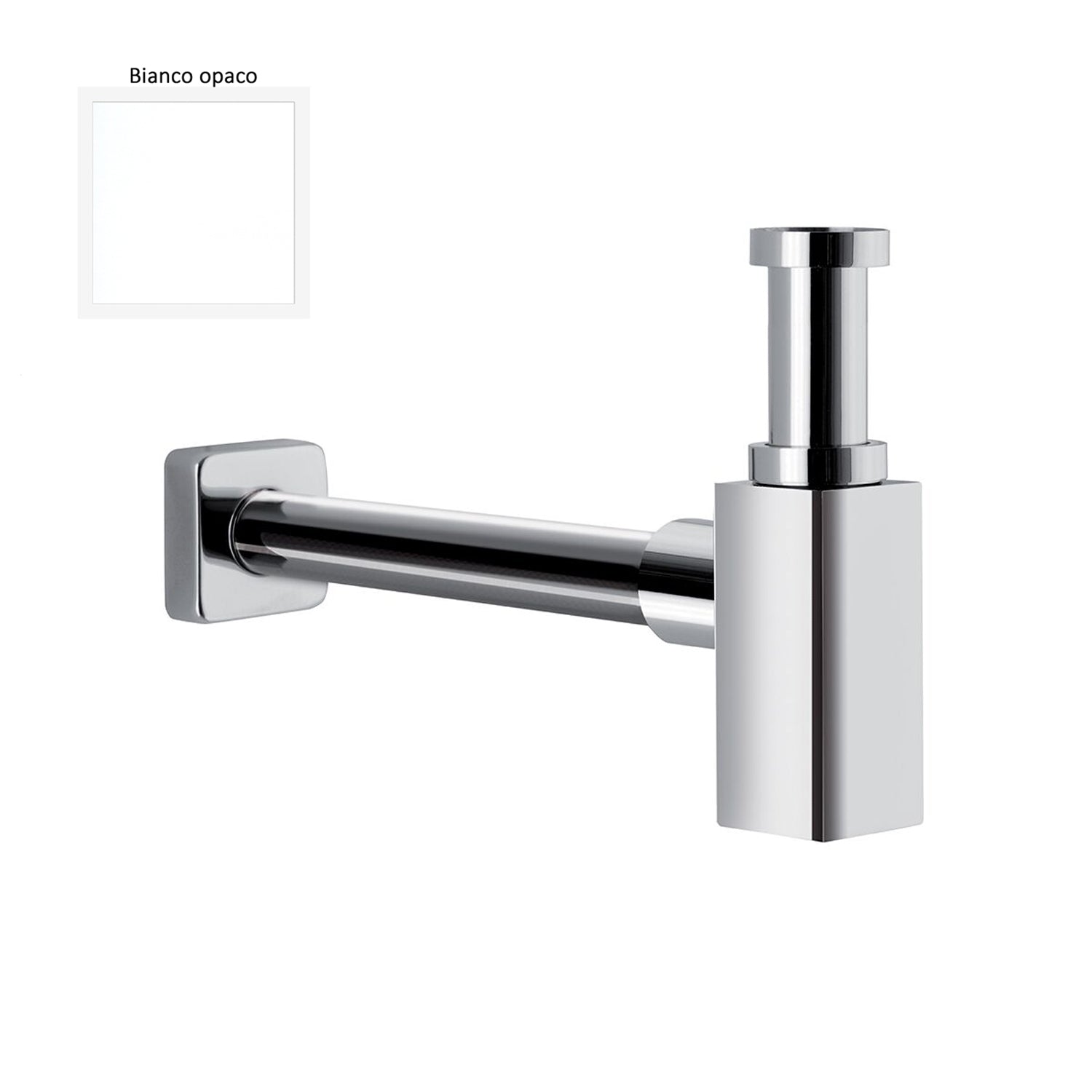 Sifone quadro da arredo in ottone bianco opaco