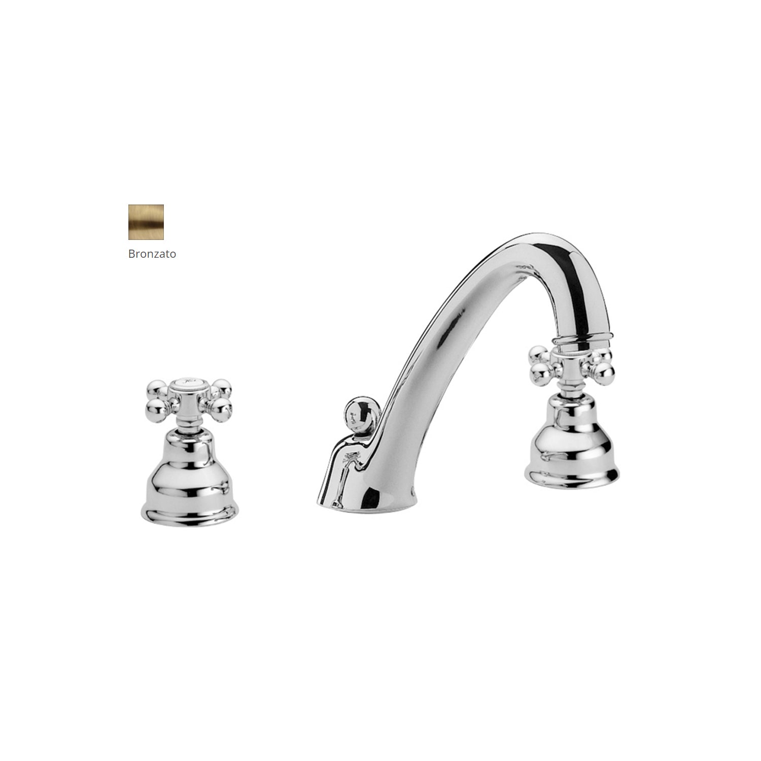 Batteria lavabo a 3 fori con scarico automatico Paffoni serie Viola - Bronzato