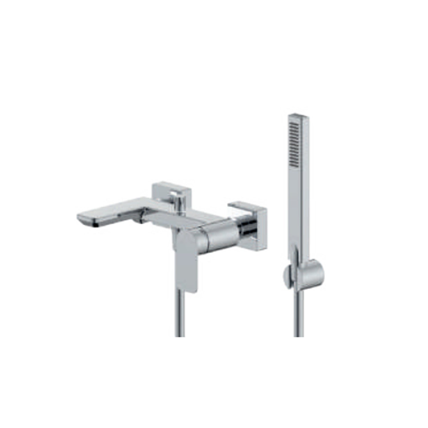 Miscelatore monocomando esterno per vasca con kit doccino RubiFlux serie Azzurro - Cromo