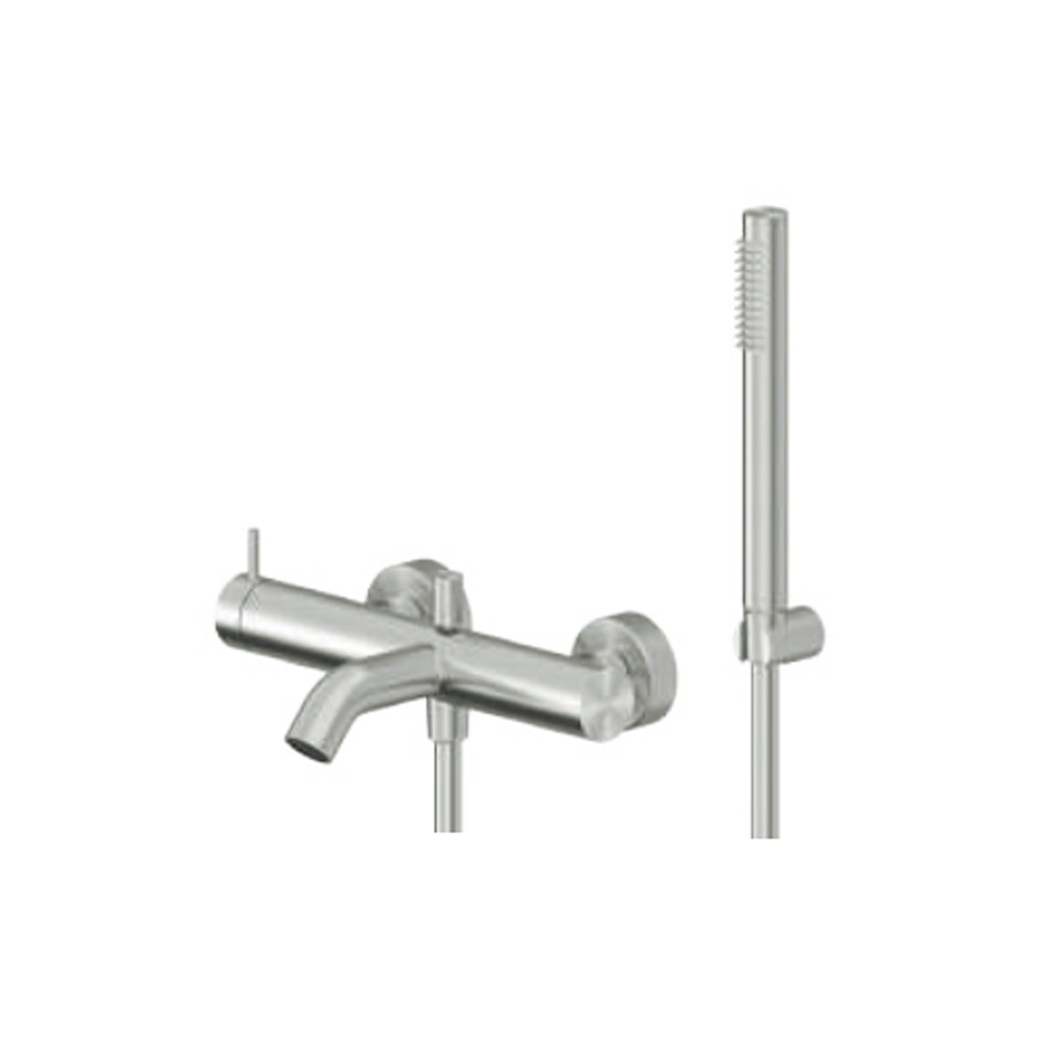 Miscelatore monocomando esterno per vasca con kit doccino RubiFlux serie Aria - Acciaio Satinato
