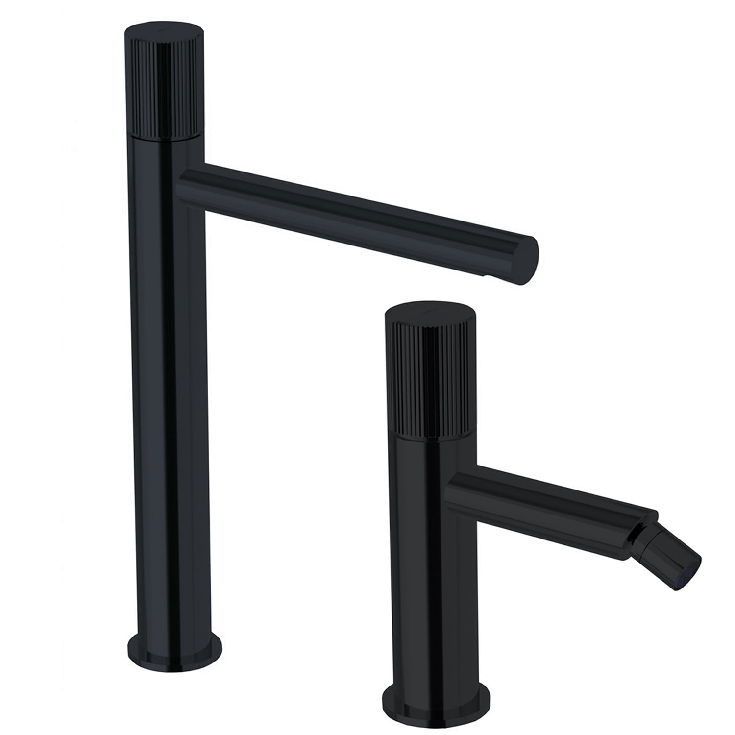 Set di miscelatori lavabo alto e bidet con scarico click clack Paffoni Jo Nero Opaco