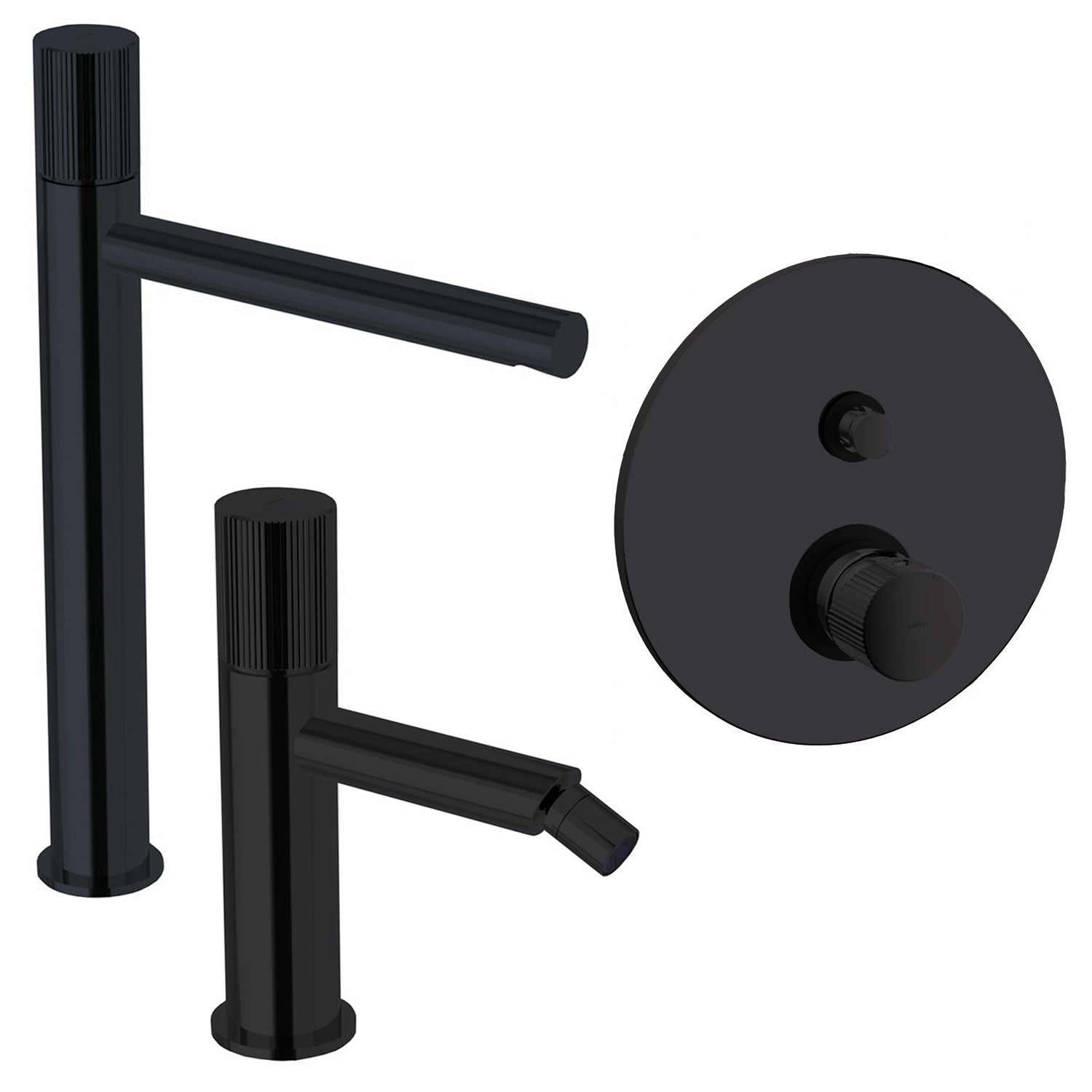 Set di miscelatori lavabo alto-bidet-doccia con deviatore Paffoni Jo Nero Opaco