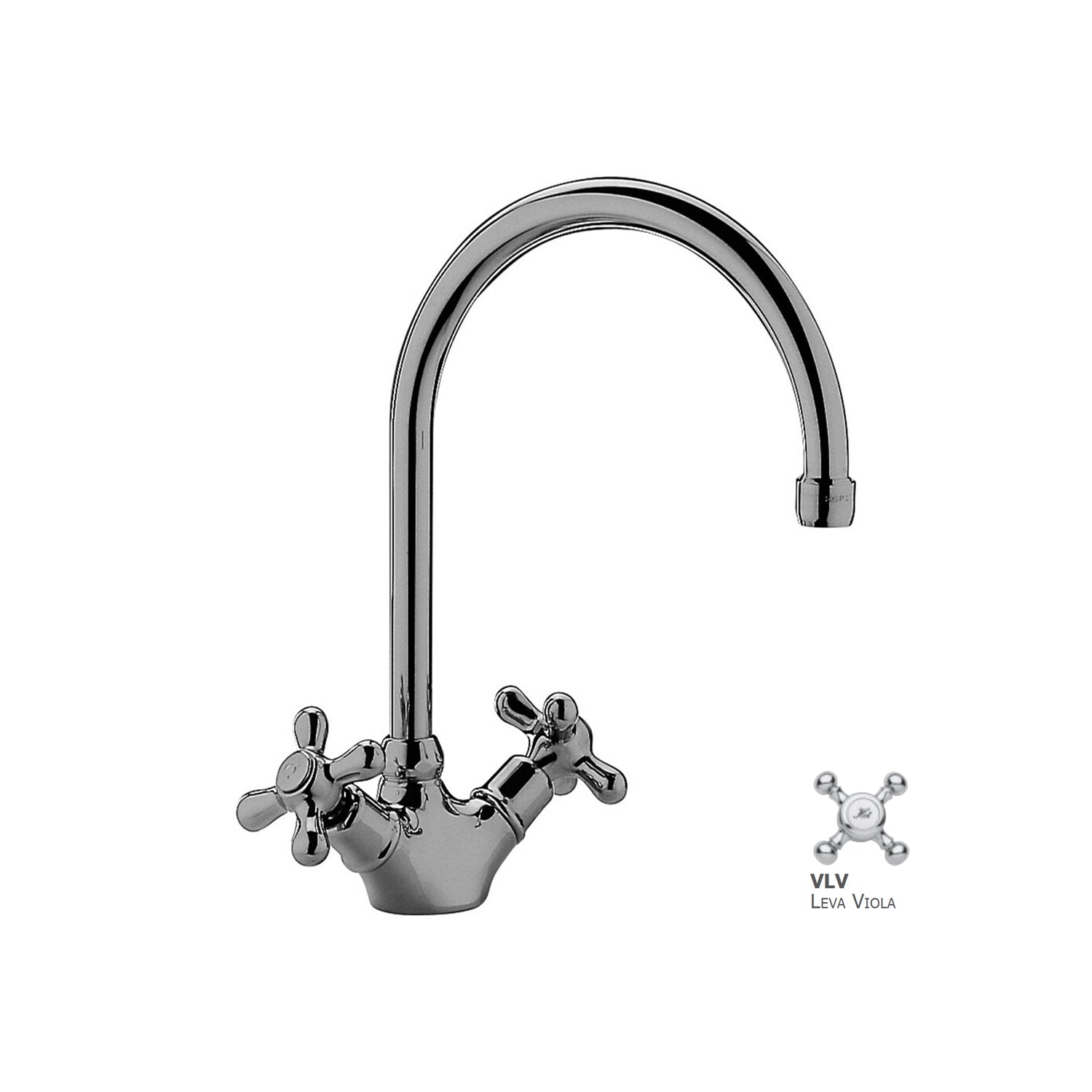 Miscelatore lavello monoforo con canna orientabile a ombrello Paffoni serie Viola - Cromato