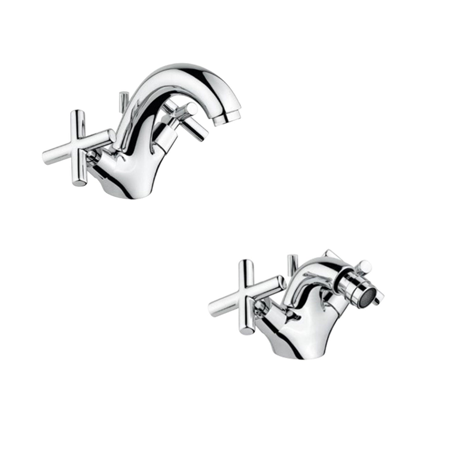 Kit miscelatori monoblocco lavabo+bidet in ottone cromato collezione Sirio Keller Taps