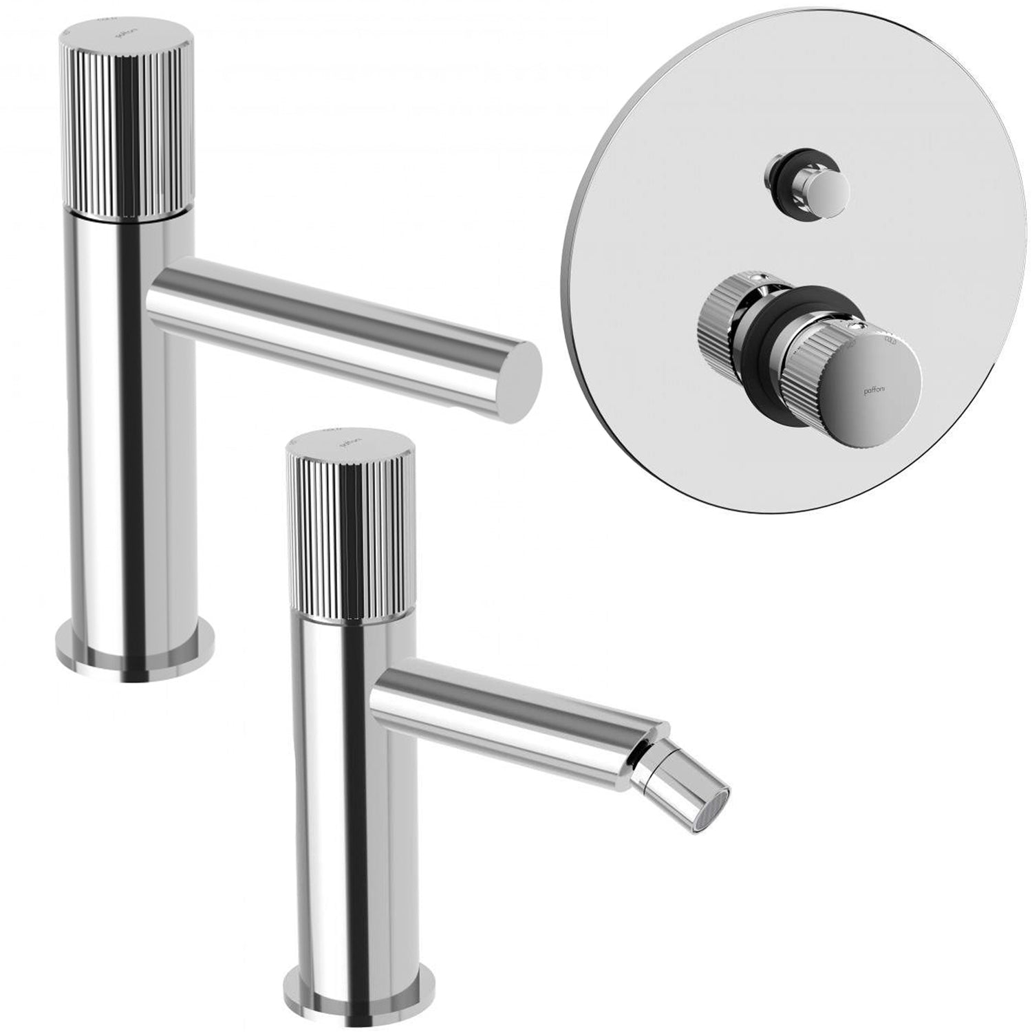 Set di miscelatori lavabo-bidet-doccia con deviatore Paffoni Jo Cromato