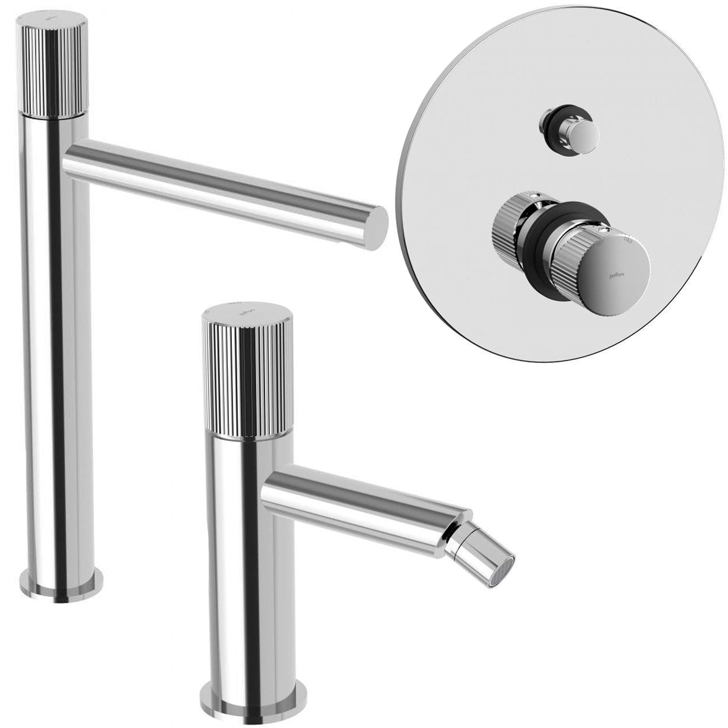 Set di miscelatori lavabo alto-bidet-doccia con deviatore Paffoni Jo Cromato