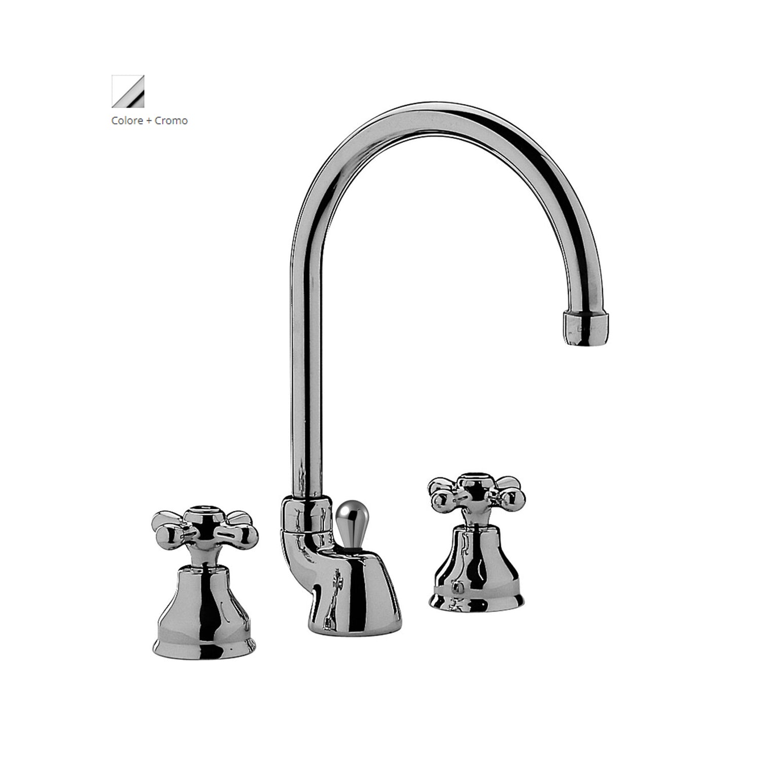 Batteria lavabo a 3 fori con canna orientabile Paffoni serie Iris - Bianco