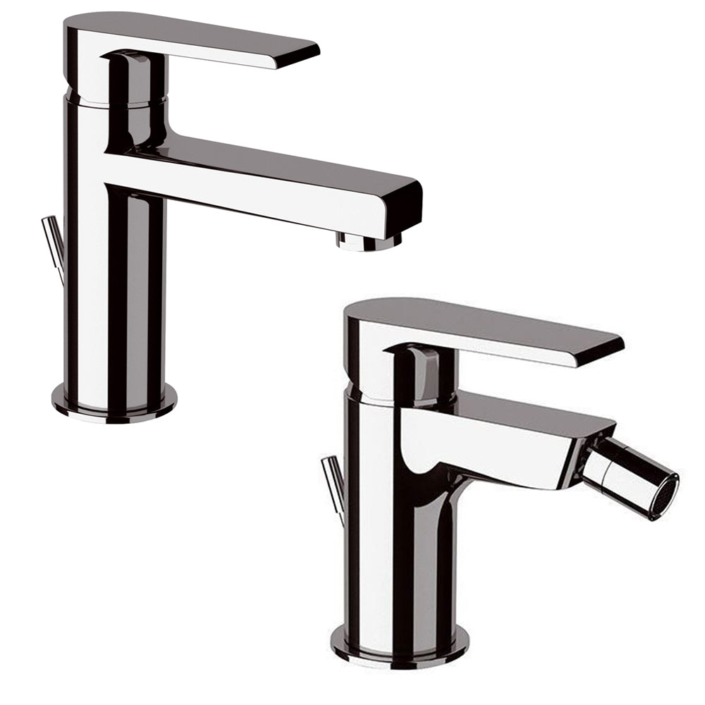 Kit miscelatori lavabo e bidet Rubinetterie Mariani linea Artic Cromo con scarico