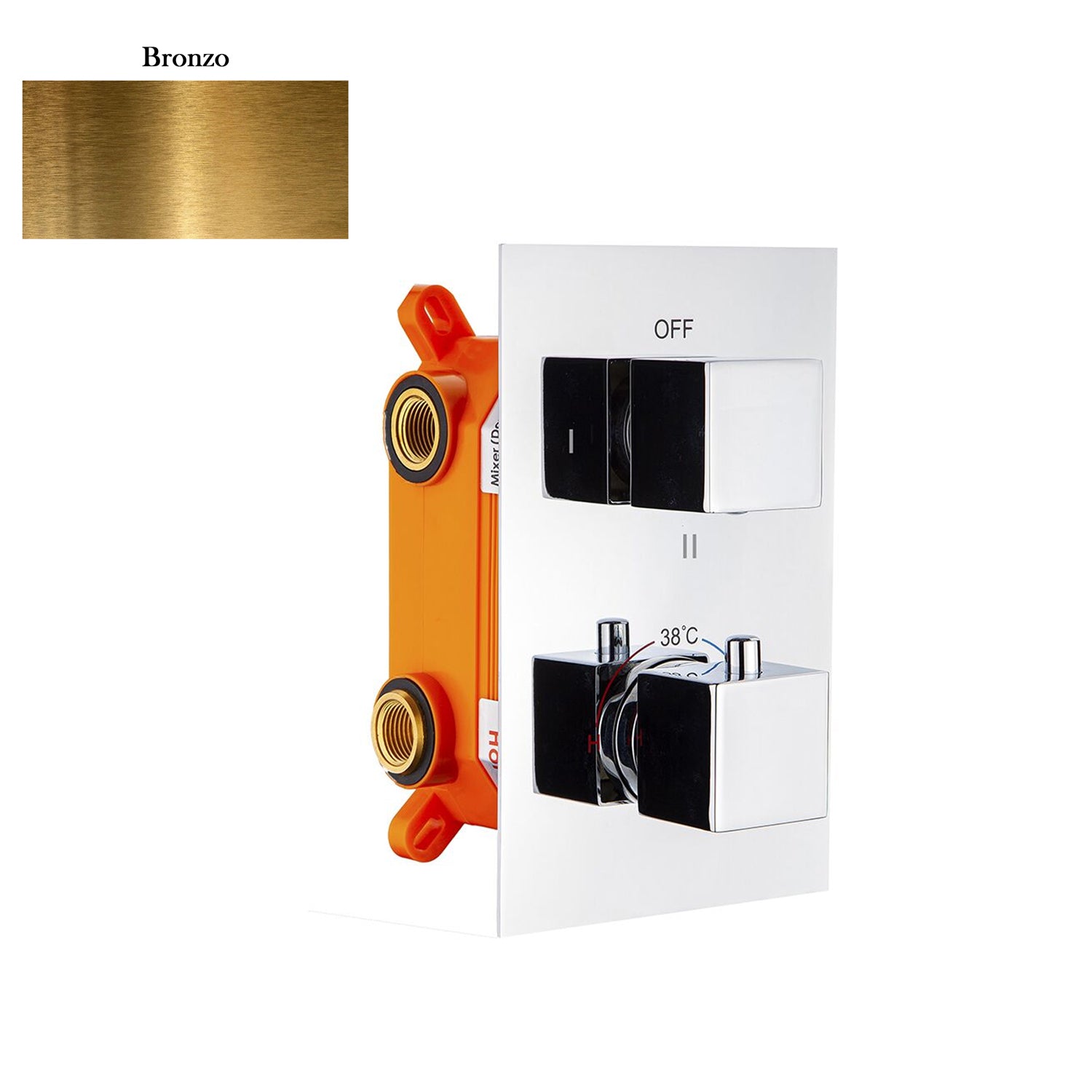 Termostatico doccia incasso squadrato 3 vie con easy box bronzo