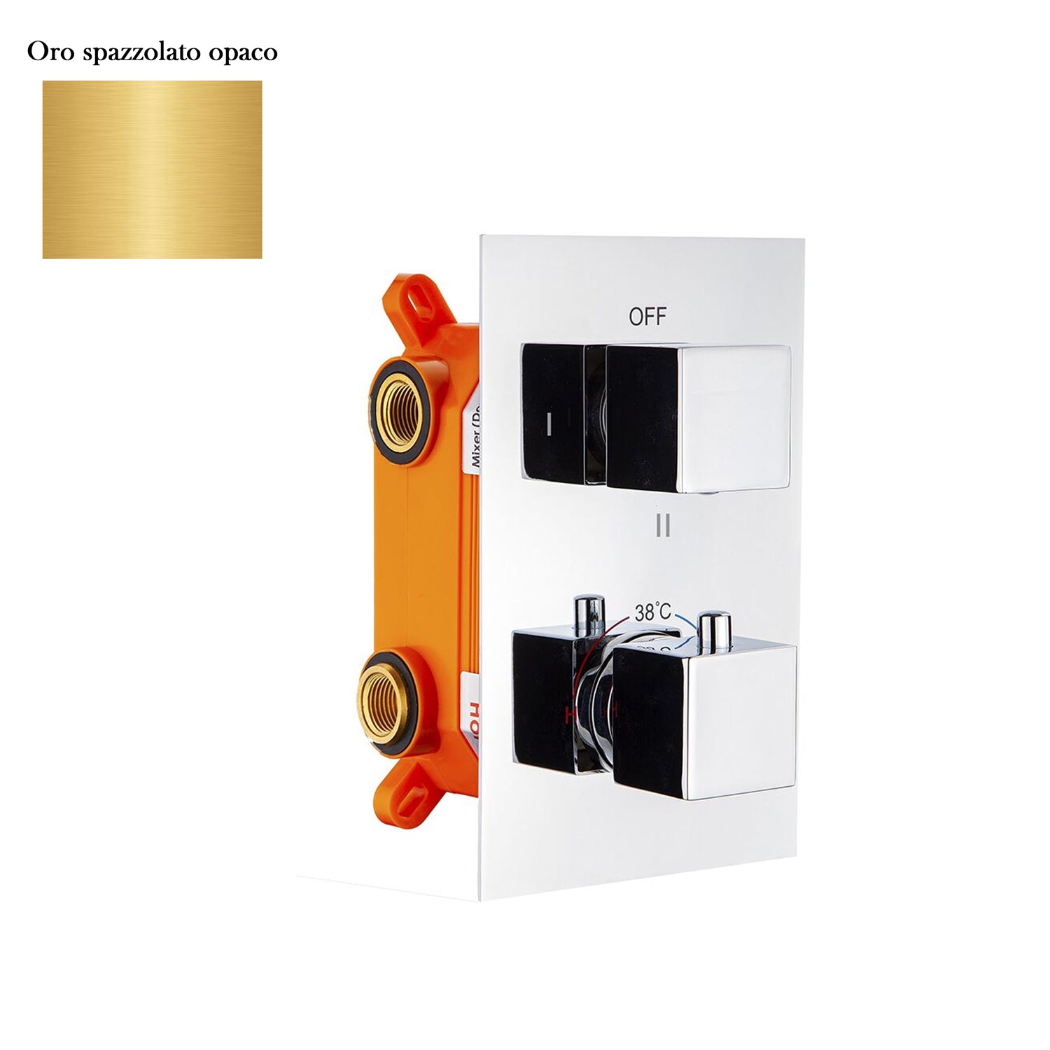 Termostatico doccia incasso squadrato 2 vie con easy box oro spazzolato