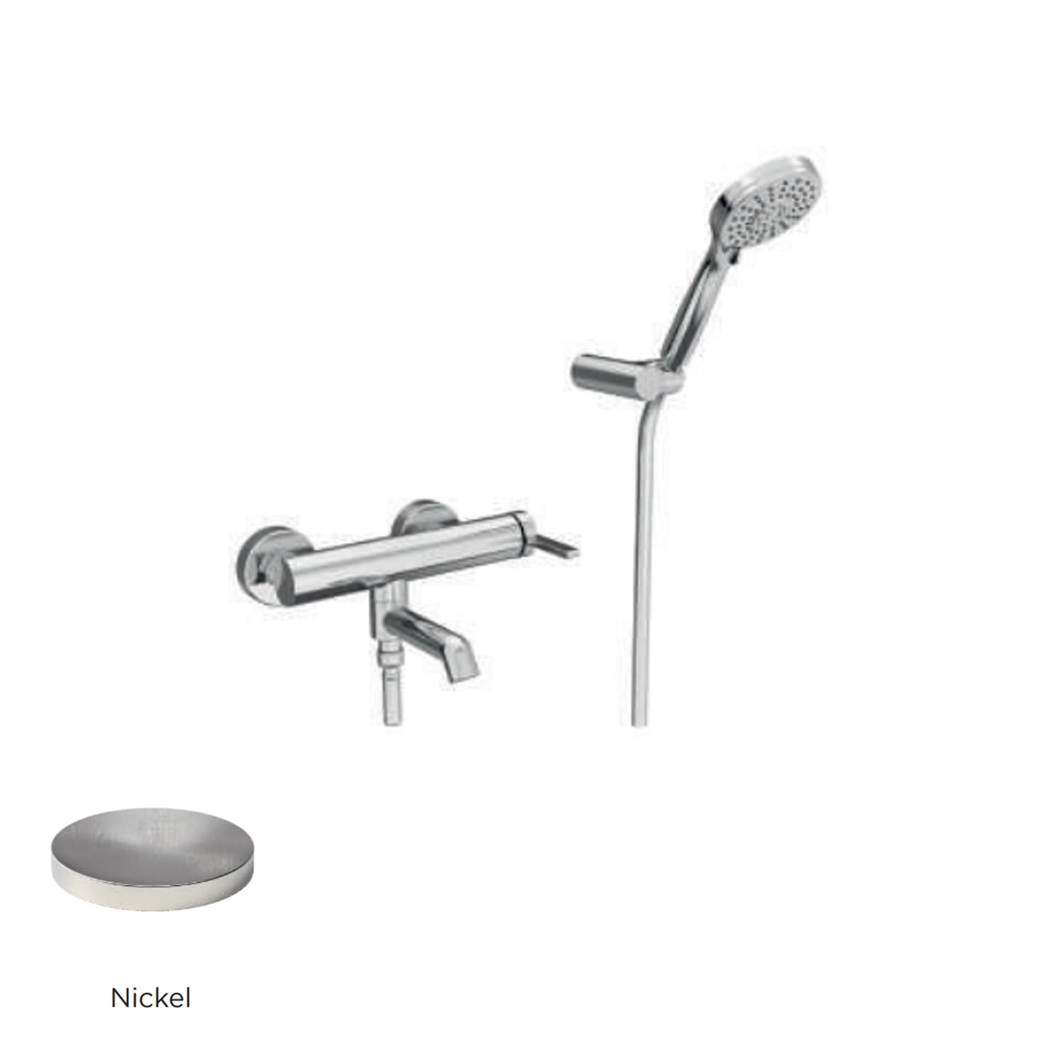 Miscelatore monocomando per vasca con kit doccino RubiFlux serie Tundra - Nickel
