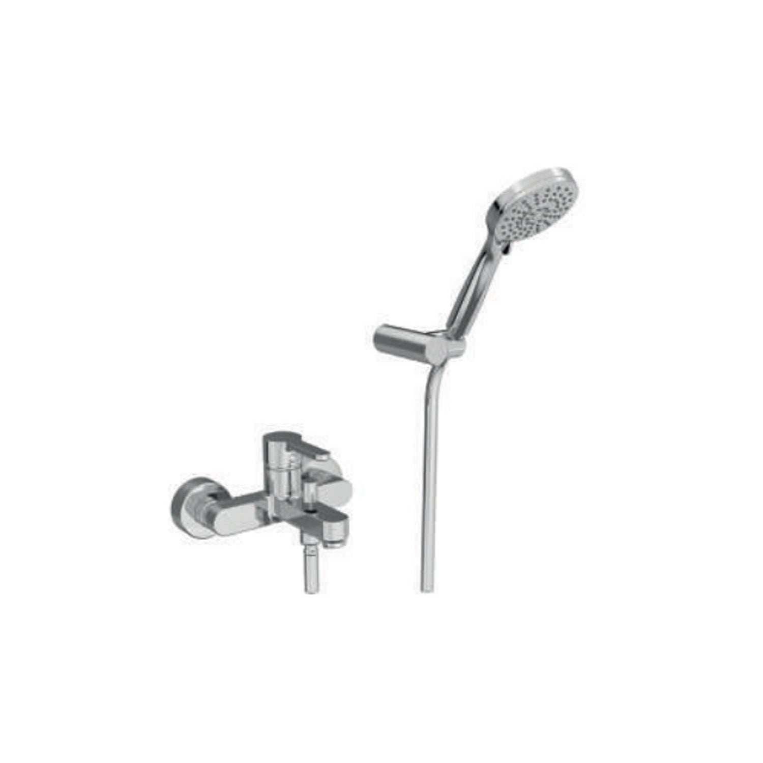 Miscelatore monocomando per vasca con kit doccino RubiFlux serie Lume - Cromo