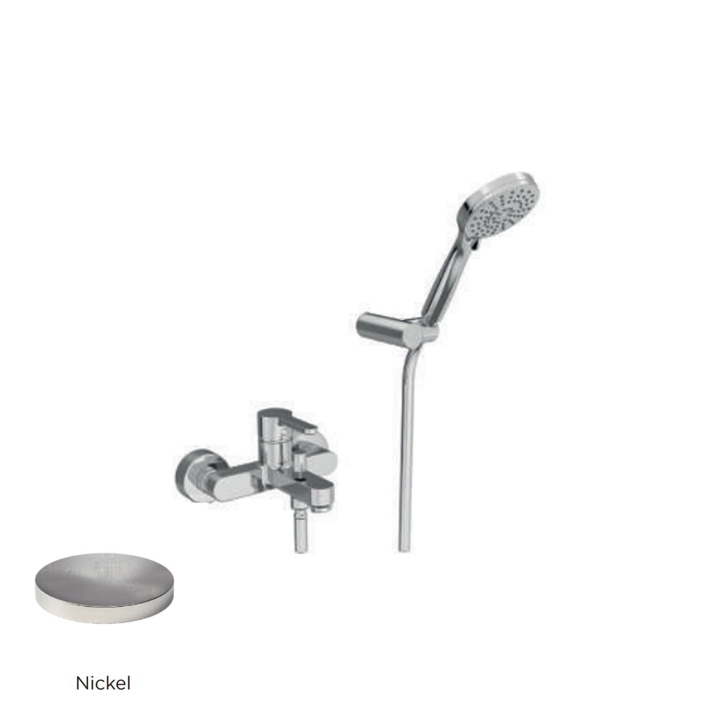 Miscelatore monocomando per vasca con kit doccino RubiFlux serie Lume - Nickel