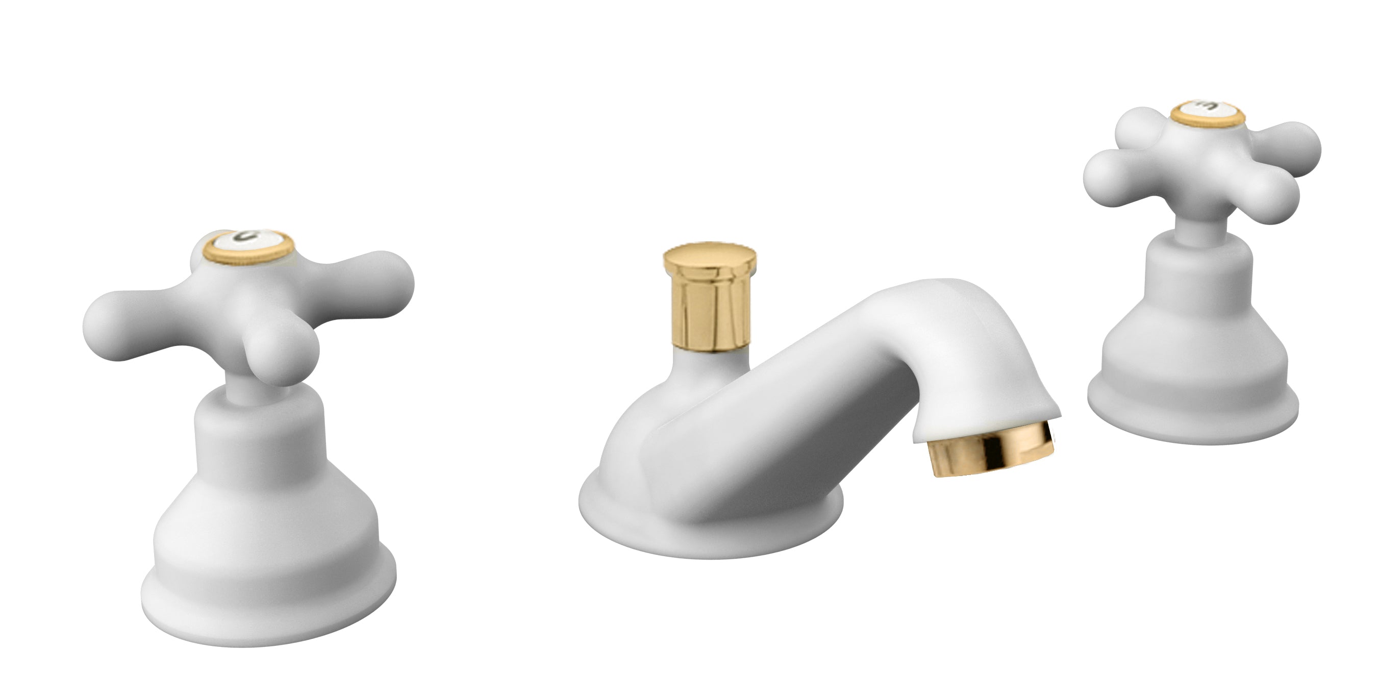 Batteria lavabo con bocca Retrò e scarico automatico Paffoni serie Iris - Bianco/Gold