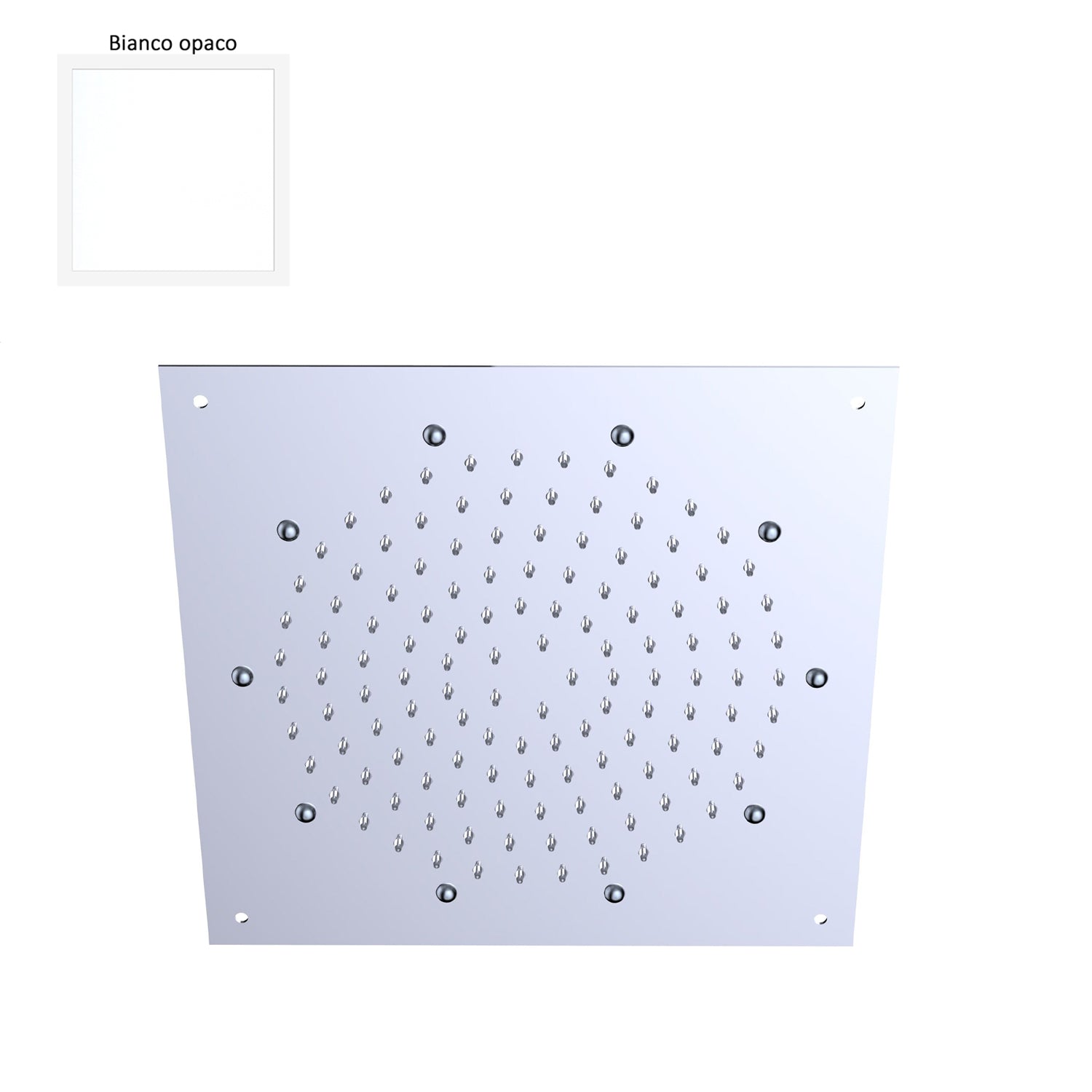 Soffione Rain 30cm in acciaio con anticalcare e getto a pioggia bianco