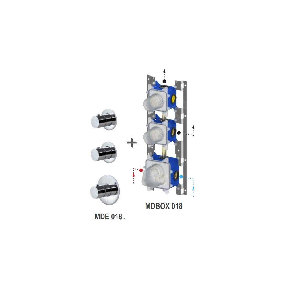 Miscelatore termostatico ad incasso 2 utenze serie Modular Box modello MDE018CR cromo Paffoni