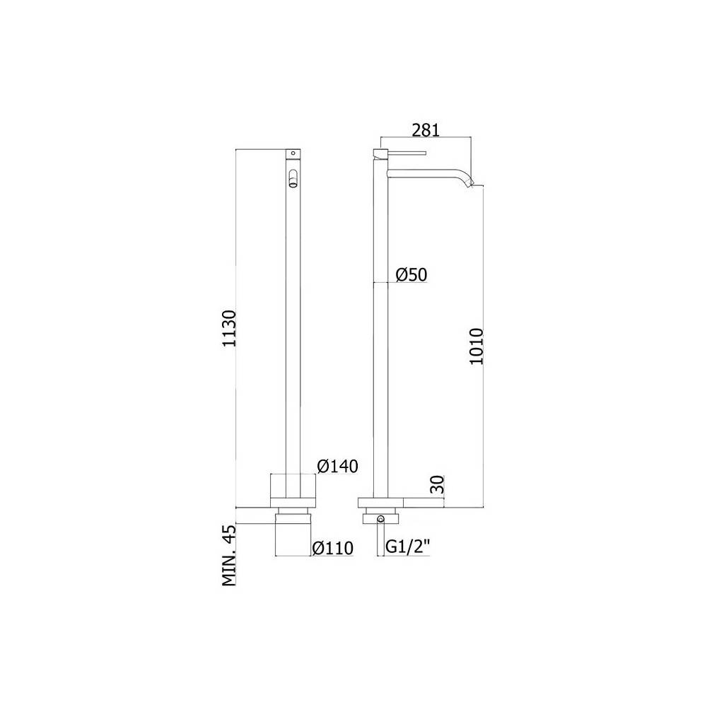 Miscelatore Lavabo a pavimento serie Light modello LIG031CR Cromo Paffoni