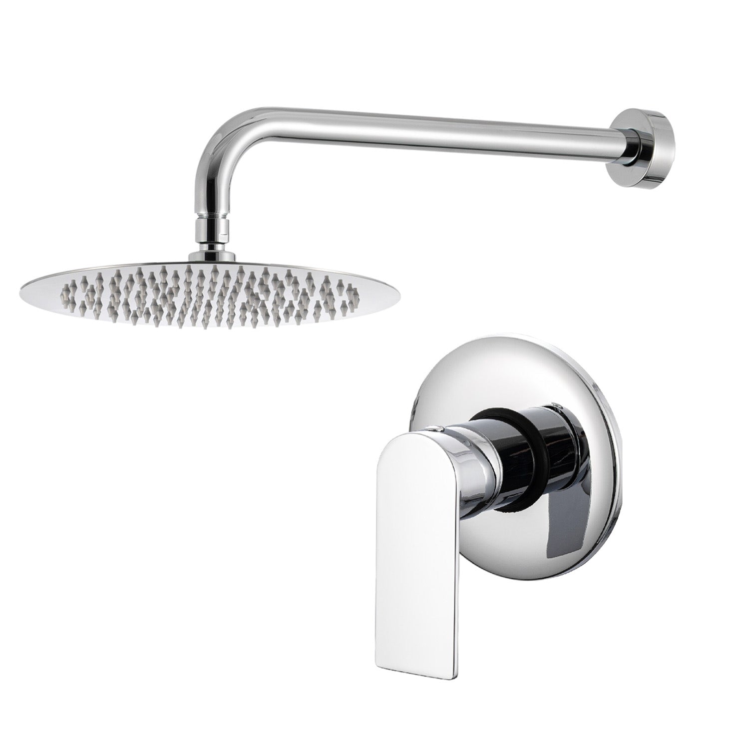 Kit doccia con incasso a una via e soffione tondo 200 mm in ottone cromato Ottomix