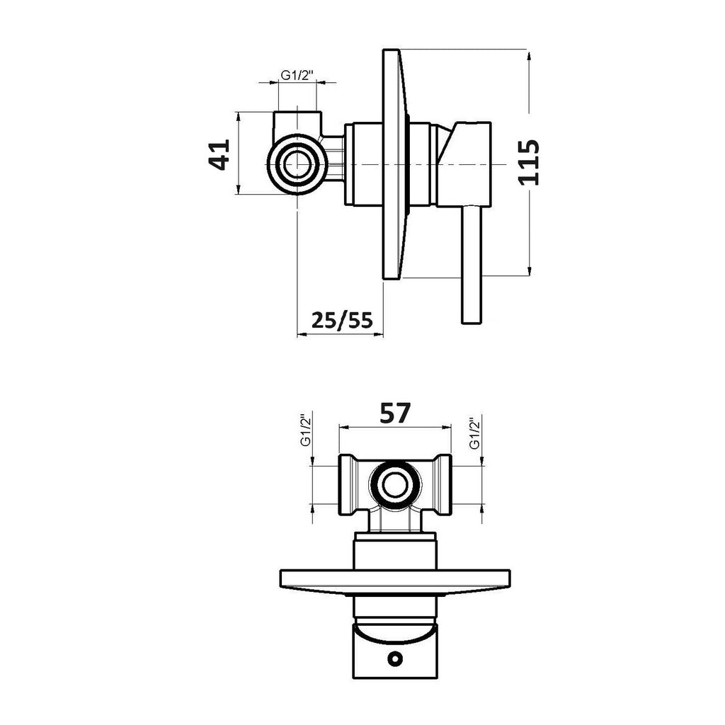 Kit doccia con incasso a una via e soffione tondo 200 mm in ottone cromato Ottomix