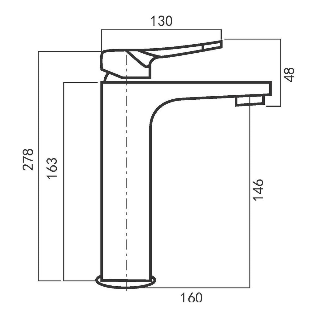 Miscelatore lavabo alto serie Lumix in ottone cromato