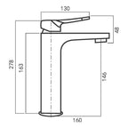 Miscelatore lavabo alto serie Lumix in ottone cromato